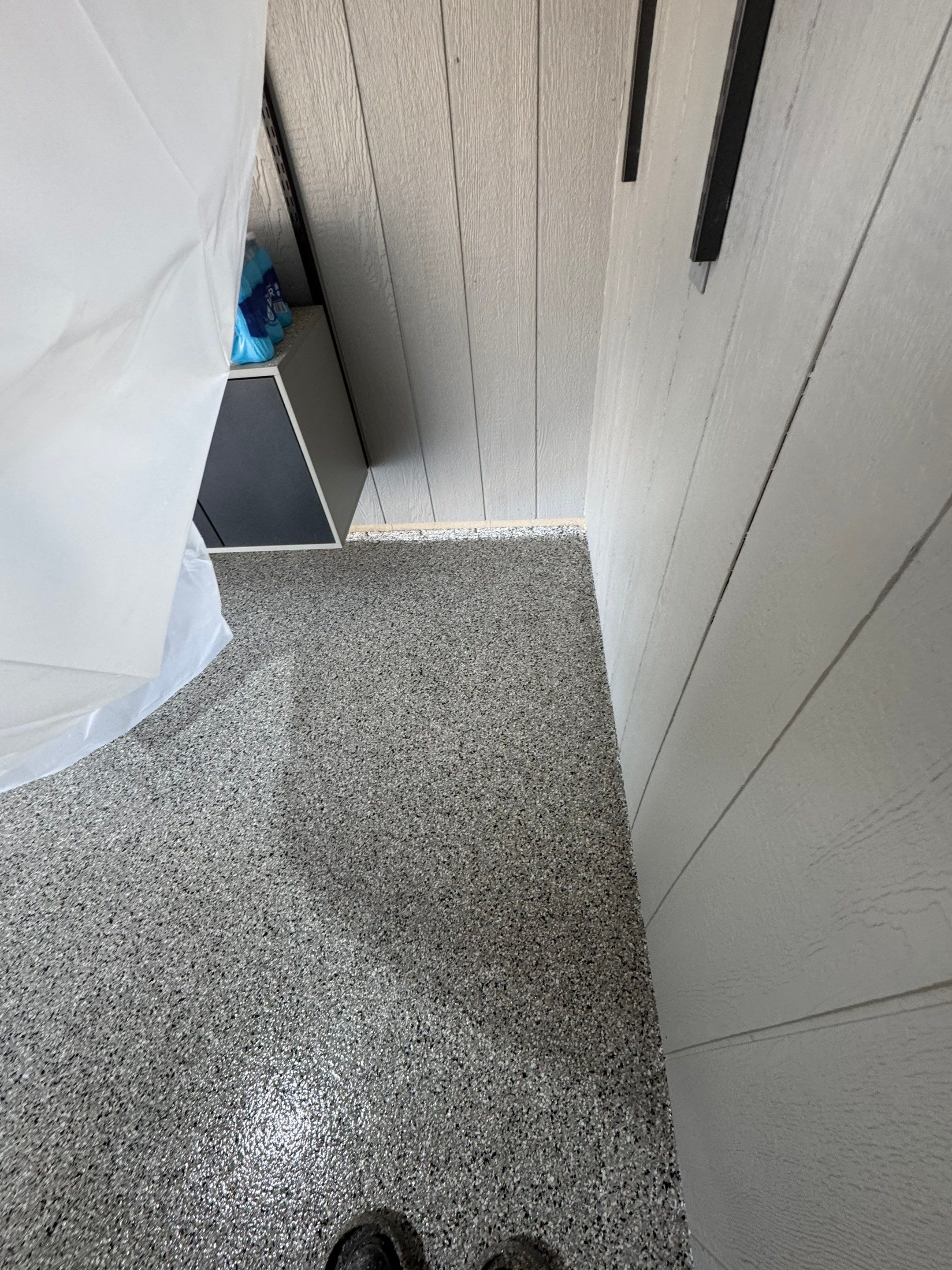 High-Gloss Grey Epoxy Floor Coating for Inwood Garage by Select Painting, Coatings & Garage Cabinets