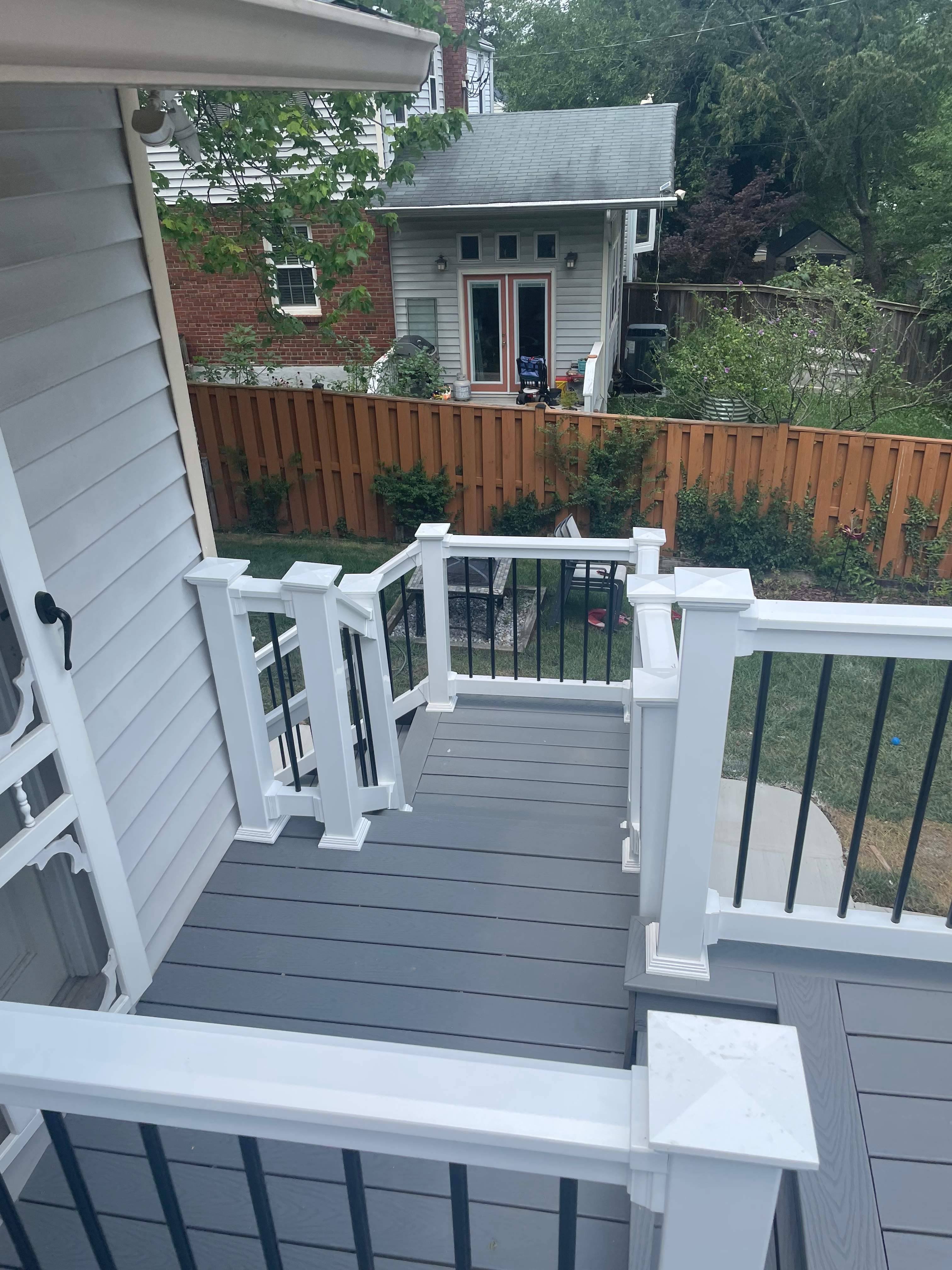 Deck resurfacing, railing replacement and concrete resurfacing by Fairfax Contractors, LLC