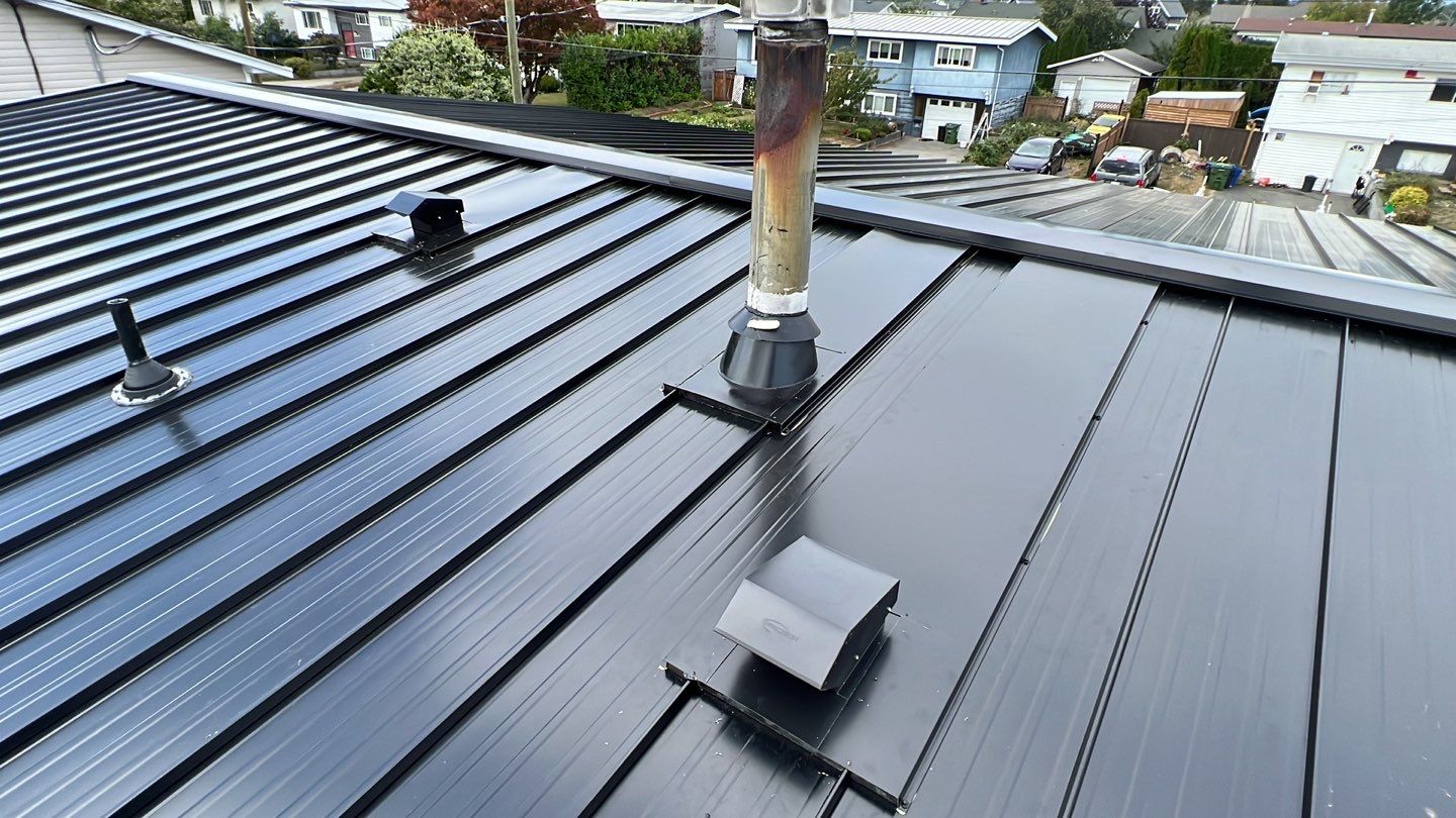 Residential Roofing Installation using 12" Prolok metal  by Top Notch Roofing Inc