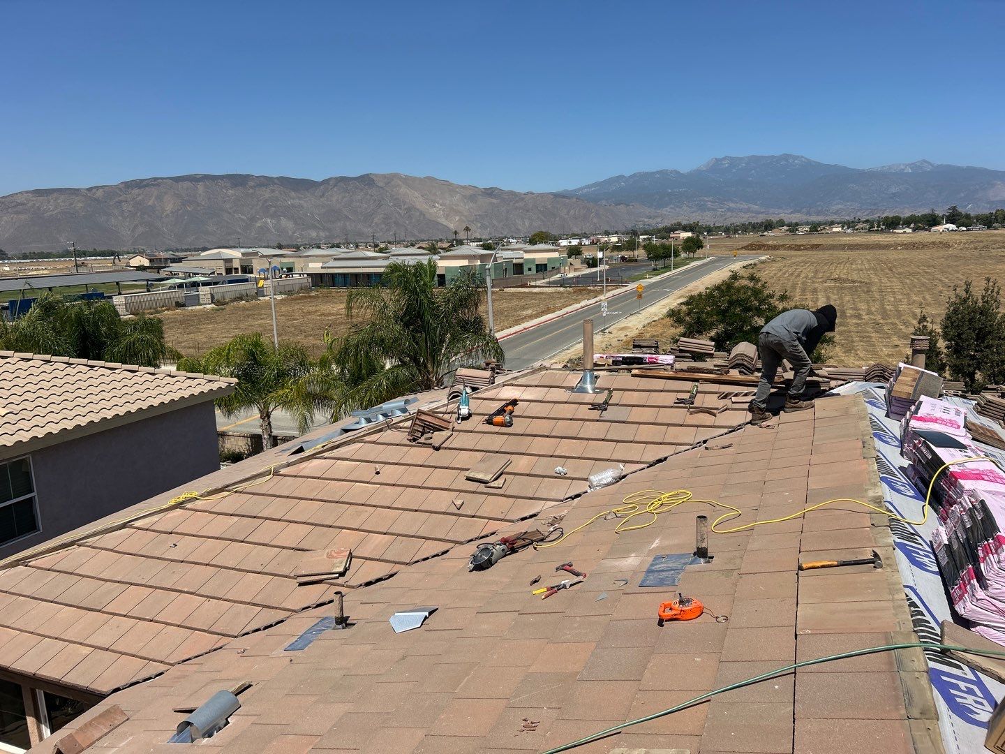 Complete Concrete Tile Roof Replacement and Solar Integration in San Jacinto by Reliable Roofing San Diego Inc.