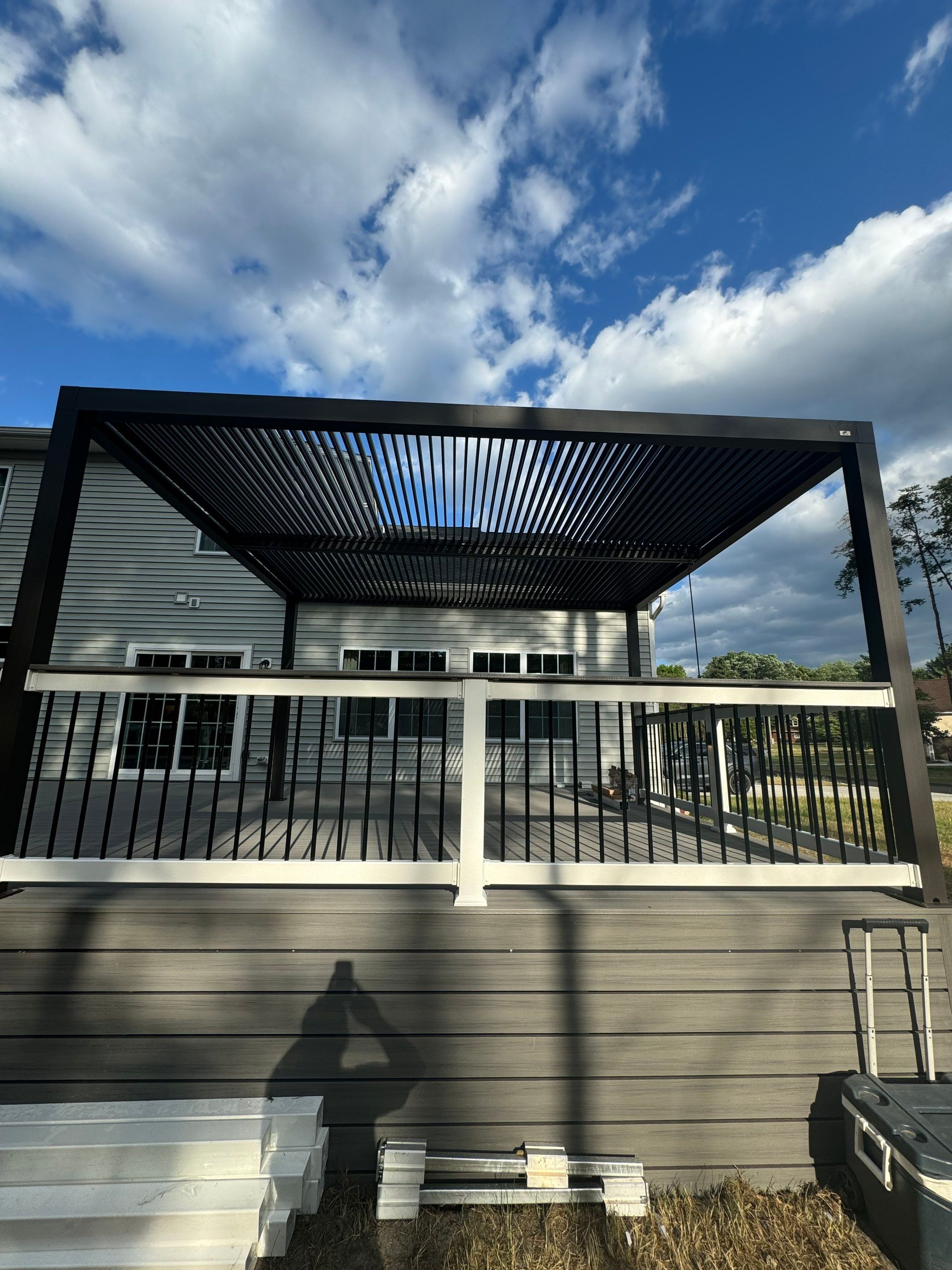 New Deck with Manual Louvered Pergola by deck guardian