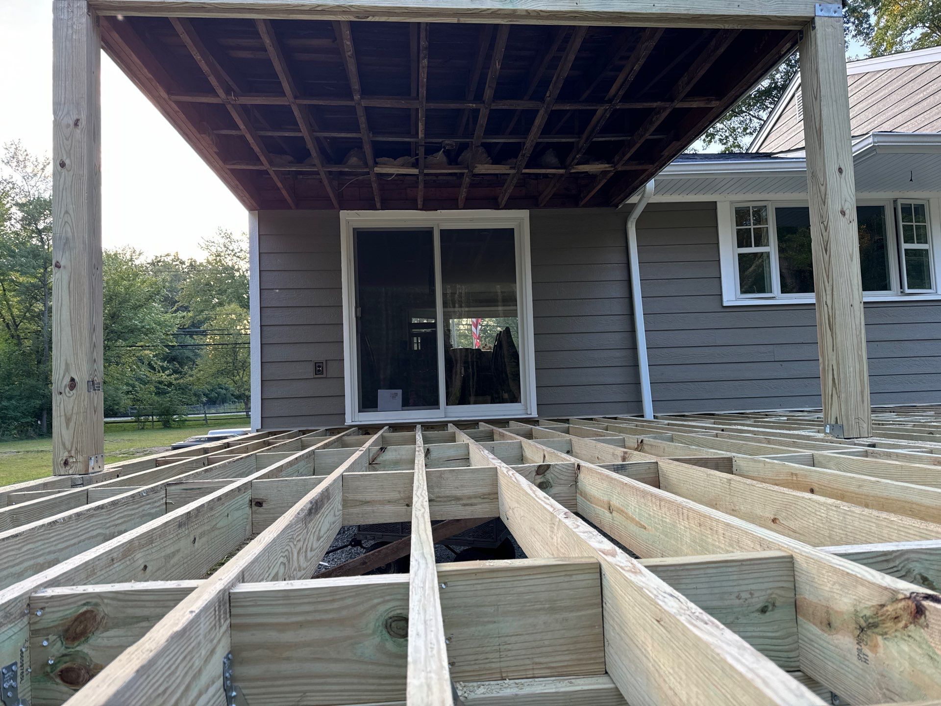 New Deck using Trex Tiki Torch  by deck guardian