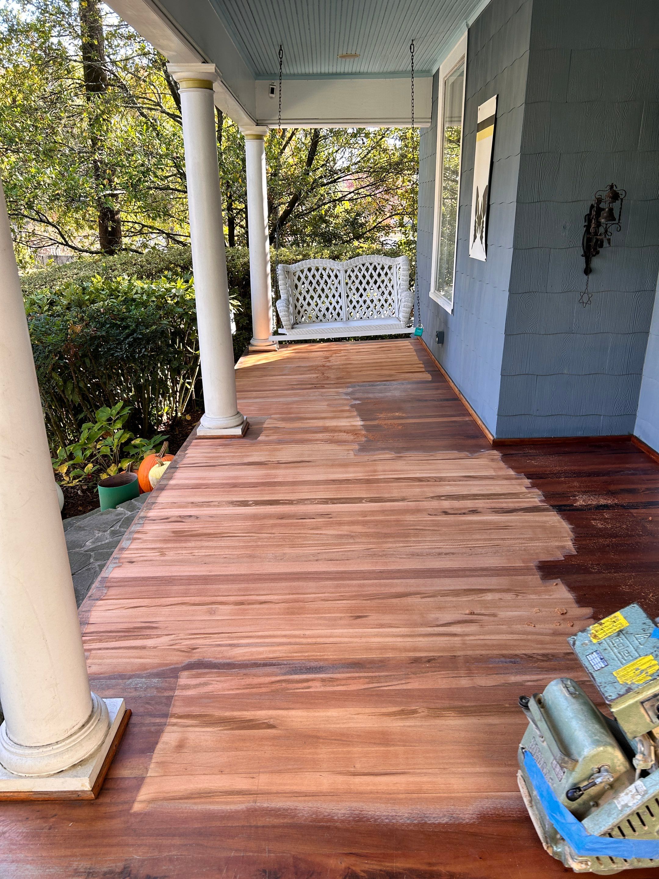 Brazillian Cherry porch refinish by Footprints Floors of East Atlanta