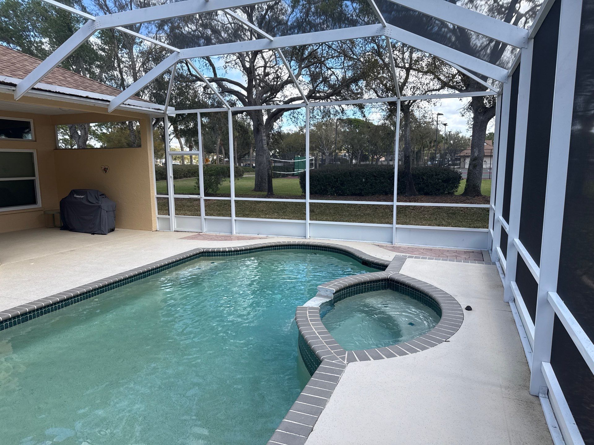 Painted Pool Deck, Pool Cage & Exterior Surface Cleaning in Creekwood – Bradenton, FL by Sunshine AquaWash