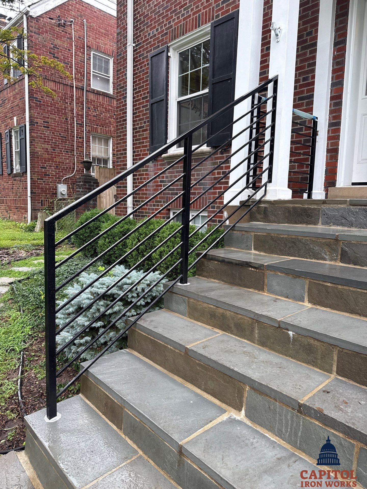 Modern Horizontal Steel Railings – Front Entry Renovation – Washington, DC by Capitol Iron Works