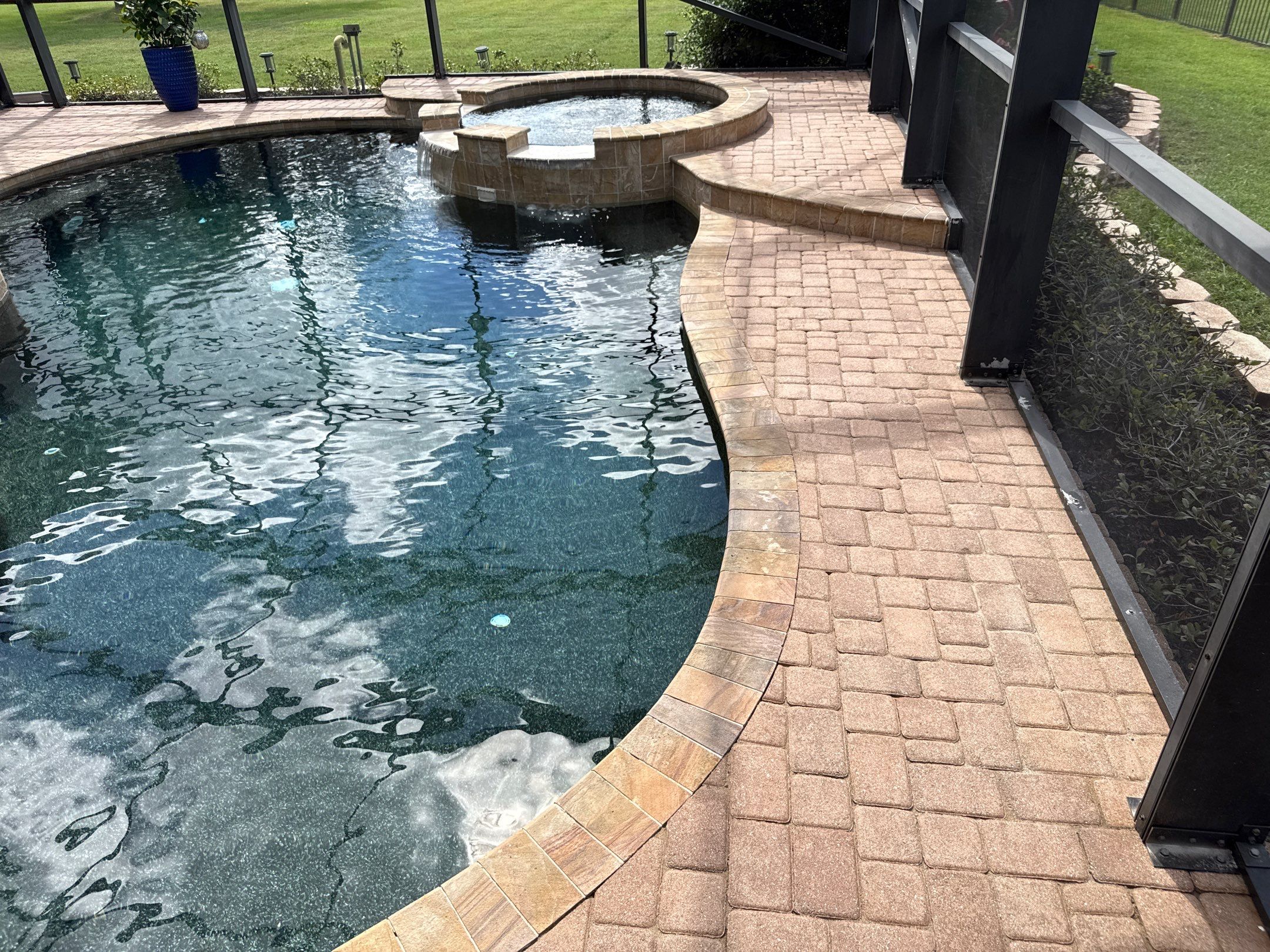 Tile Roof, Paver Pool Deck & Flowerbed Curbing Cleaning | Winding River Bradenton, FL Transformation by Sunshine AquaWash