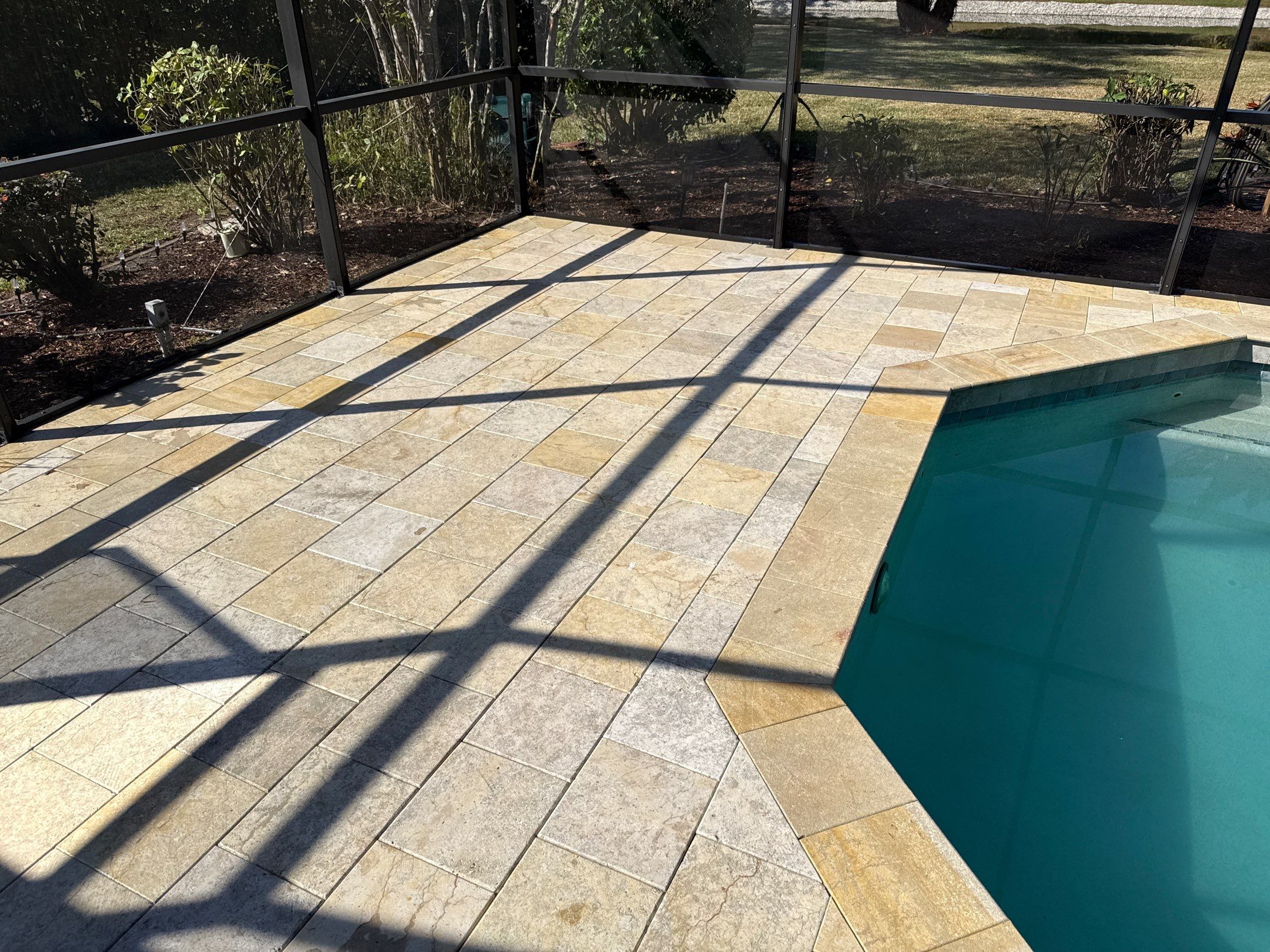 Paver Pool Deck & Screen Enclosure Cleaning | River Wilderness, Parrish FL by Sunshine AquaWash