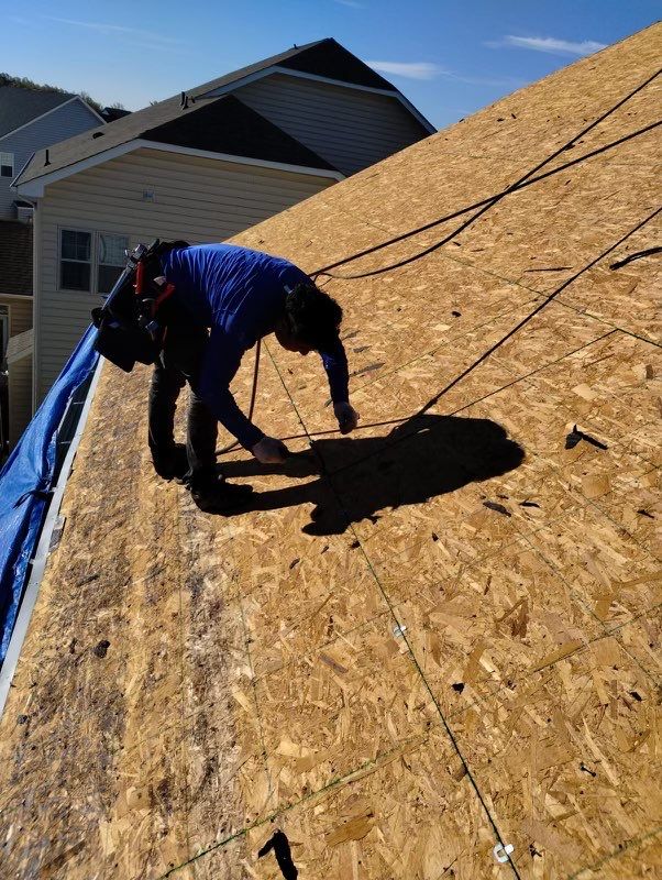 Residential Roofing Installation using Atlas Pinnacle Pristine Black Architectural Shingles by Frederick Roof Repair