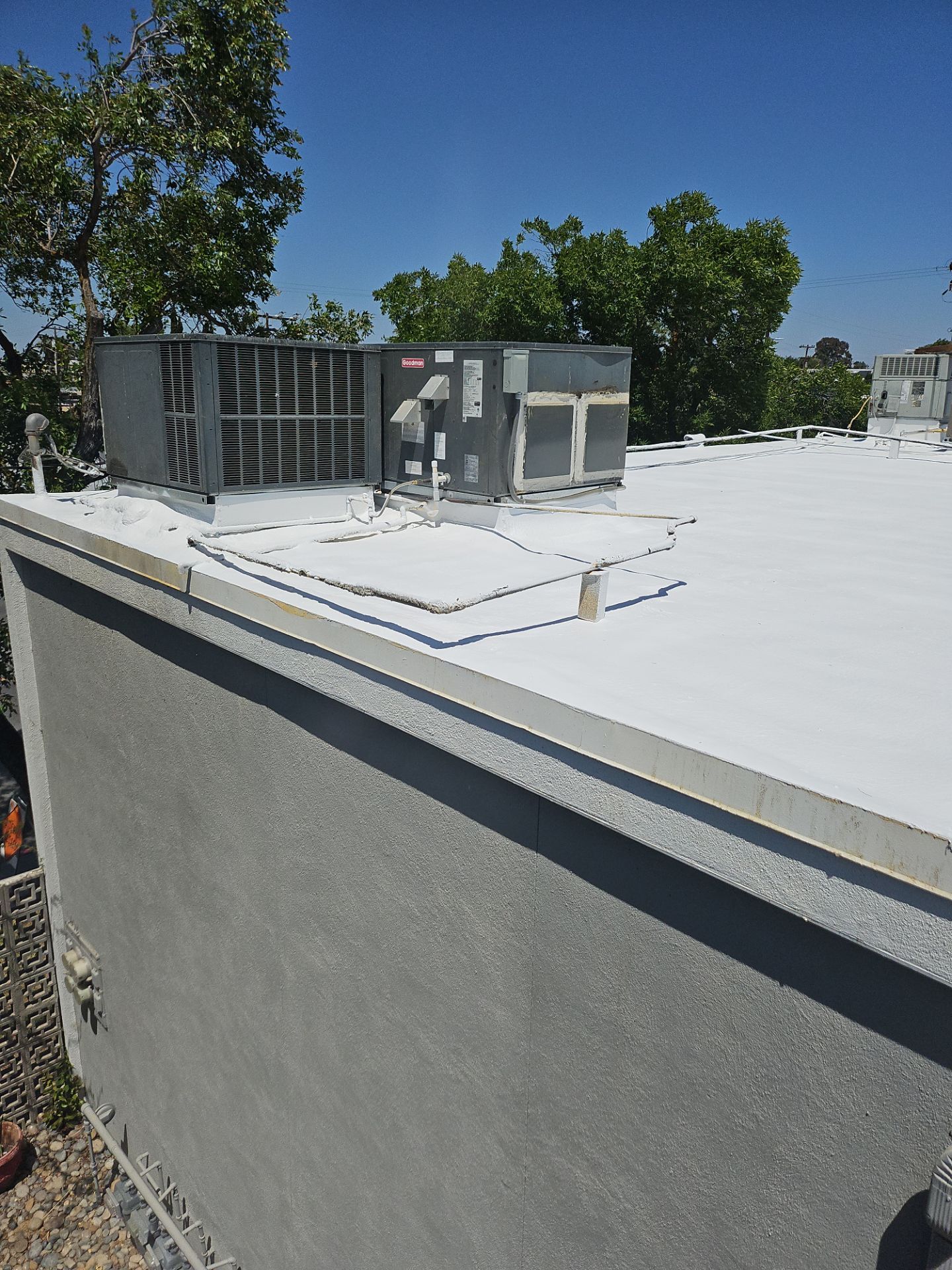 Foam Refurbish using General Coatings acrylic coatings and spray foam by Straight Edge Roofing Inc