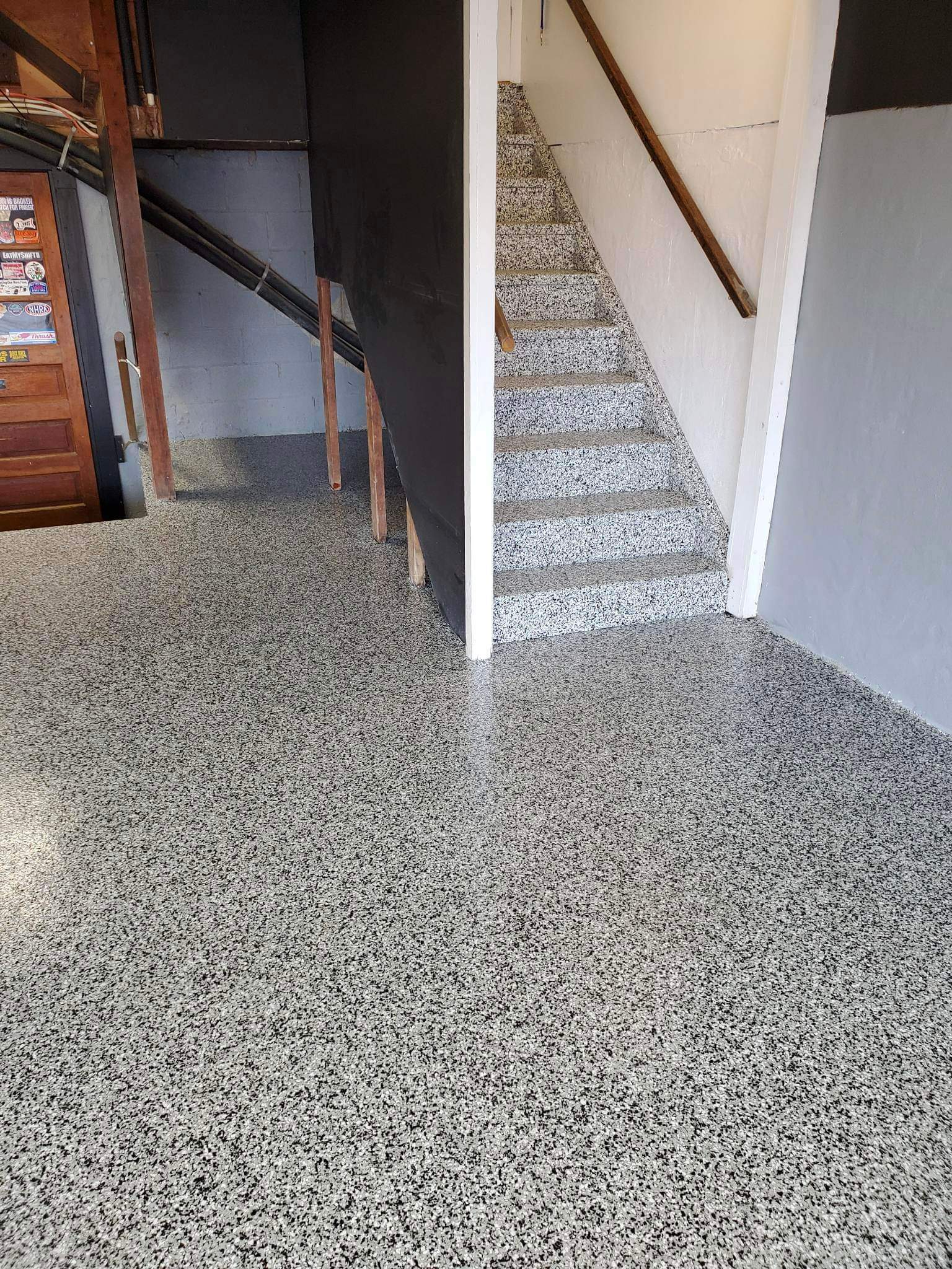 Garage Floor with Stairs using Domino by Your1DayFloor.com
