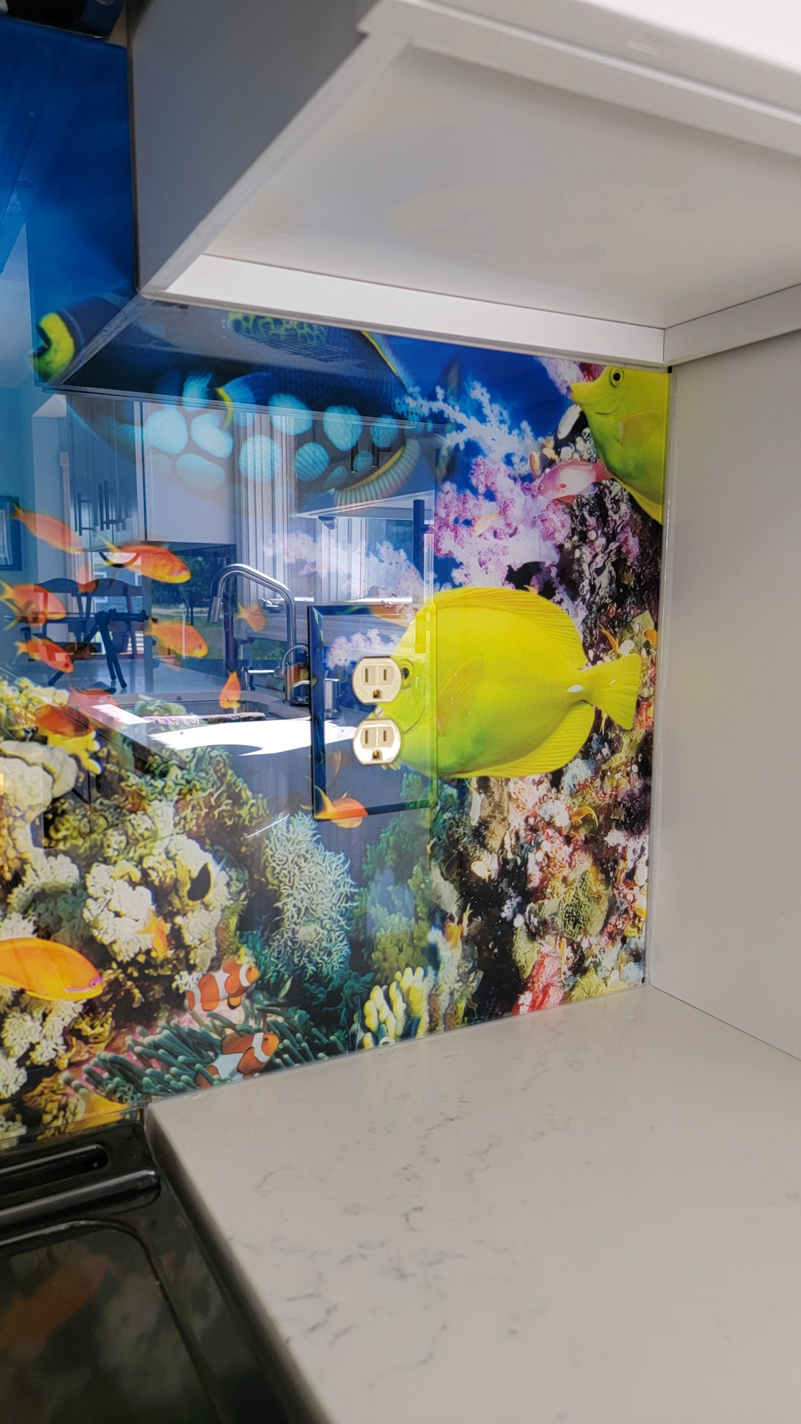IMAGIO under the sea solid glass kitchen backsplash by IMAGIO