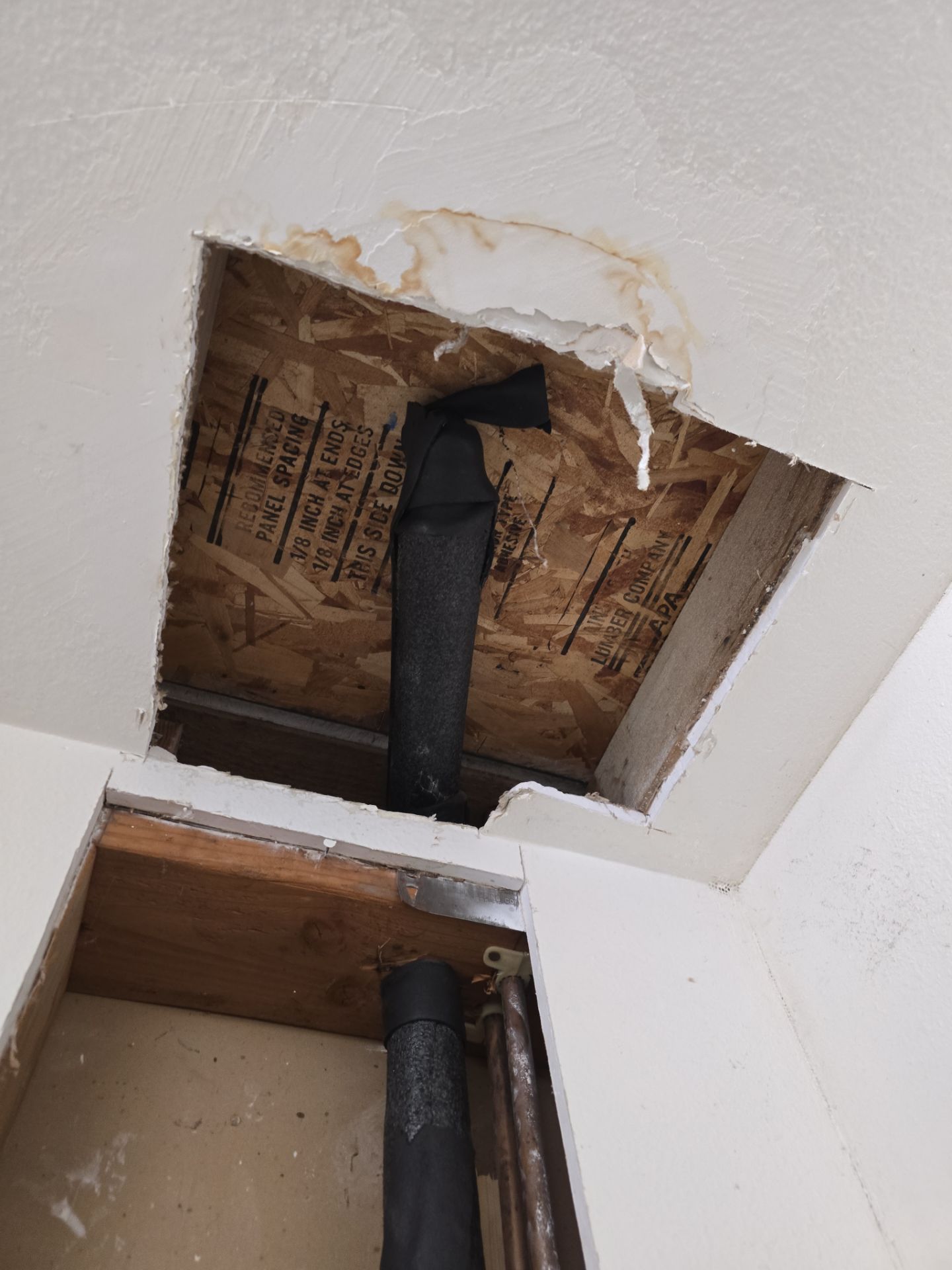 Installation of New Piping in Ceiling by Us Plumbing 
