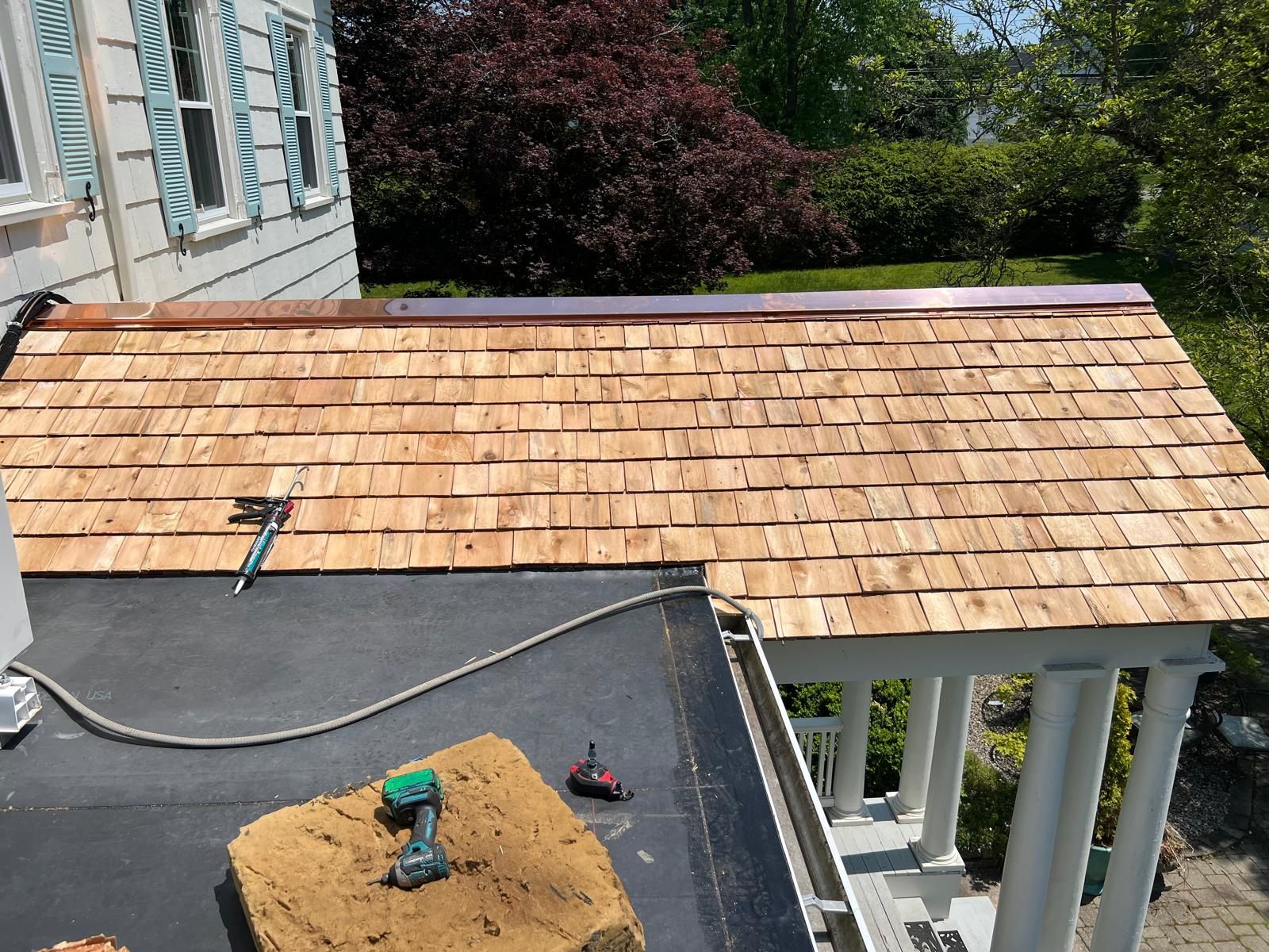 Owens Corning Duration: Slatestone Gray + Cedar Shingles + EPDM in Middletown by Golden Shield Roofing