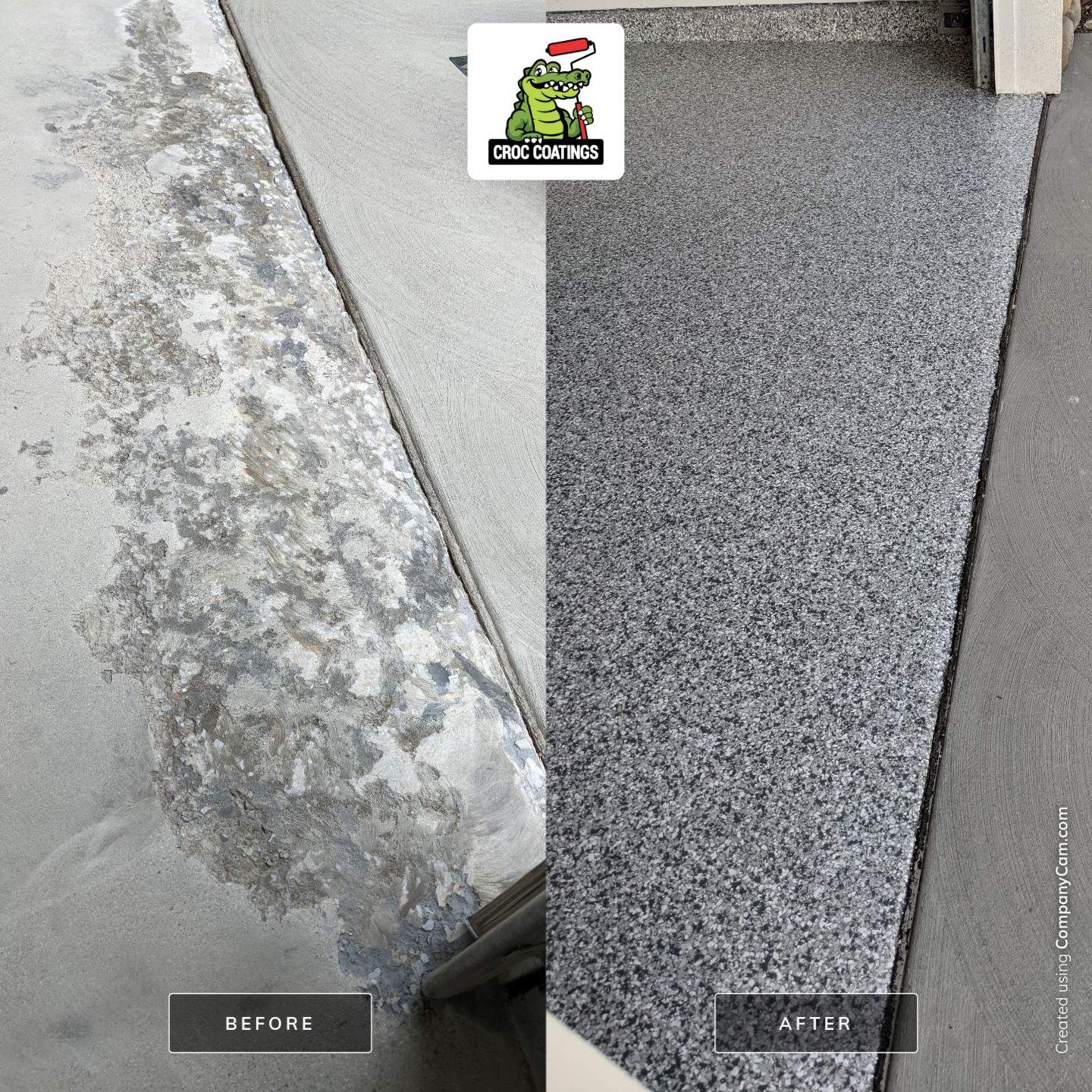 Garage Transformation using Slate Stone by Croc Coatings, LLC