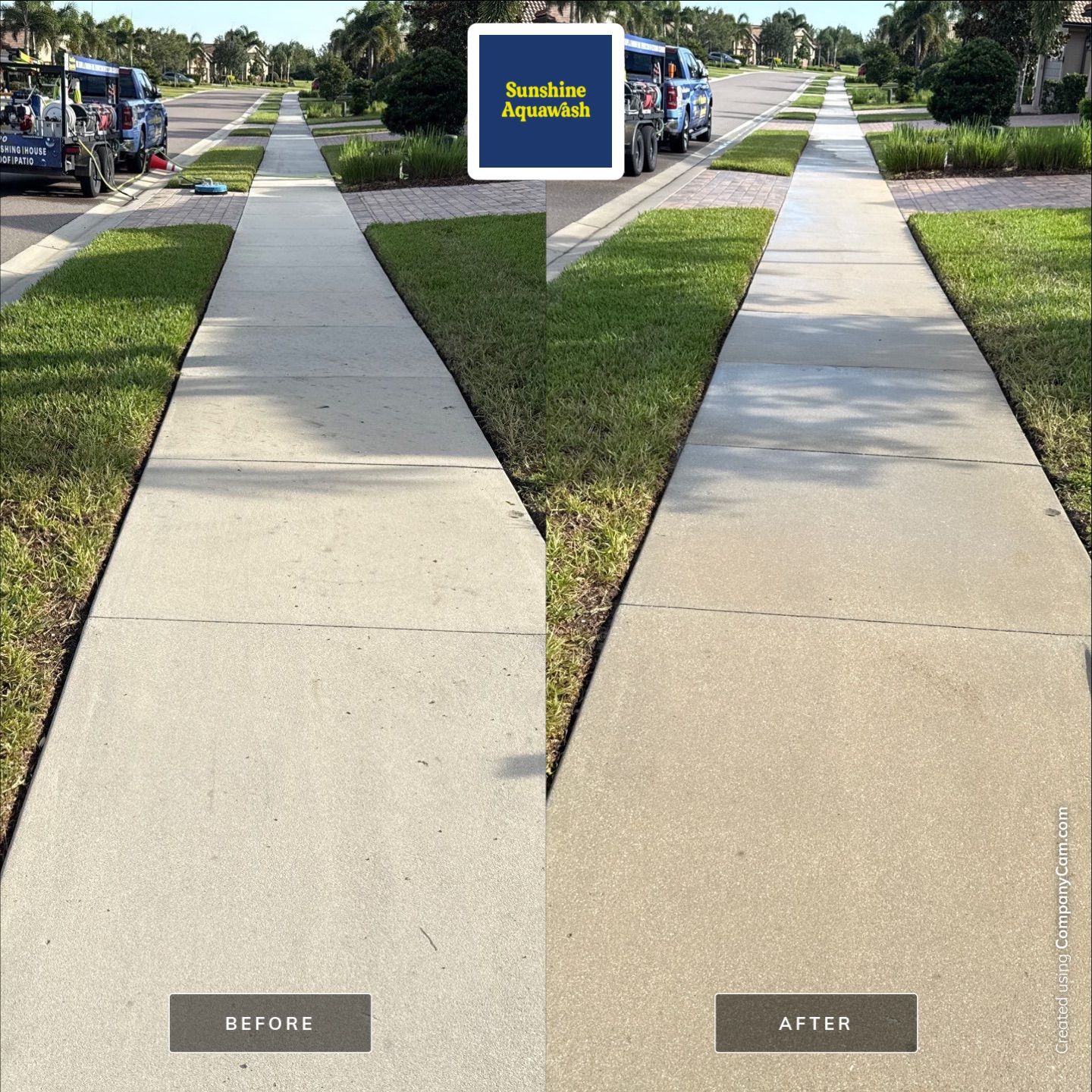 Paver Driveway & Sidewalk Cleaning – Del Webb Community, Lakewood Ranch, FL by Sunshine AquaWash