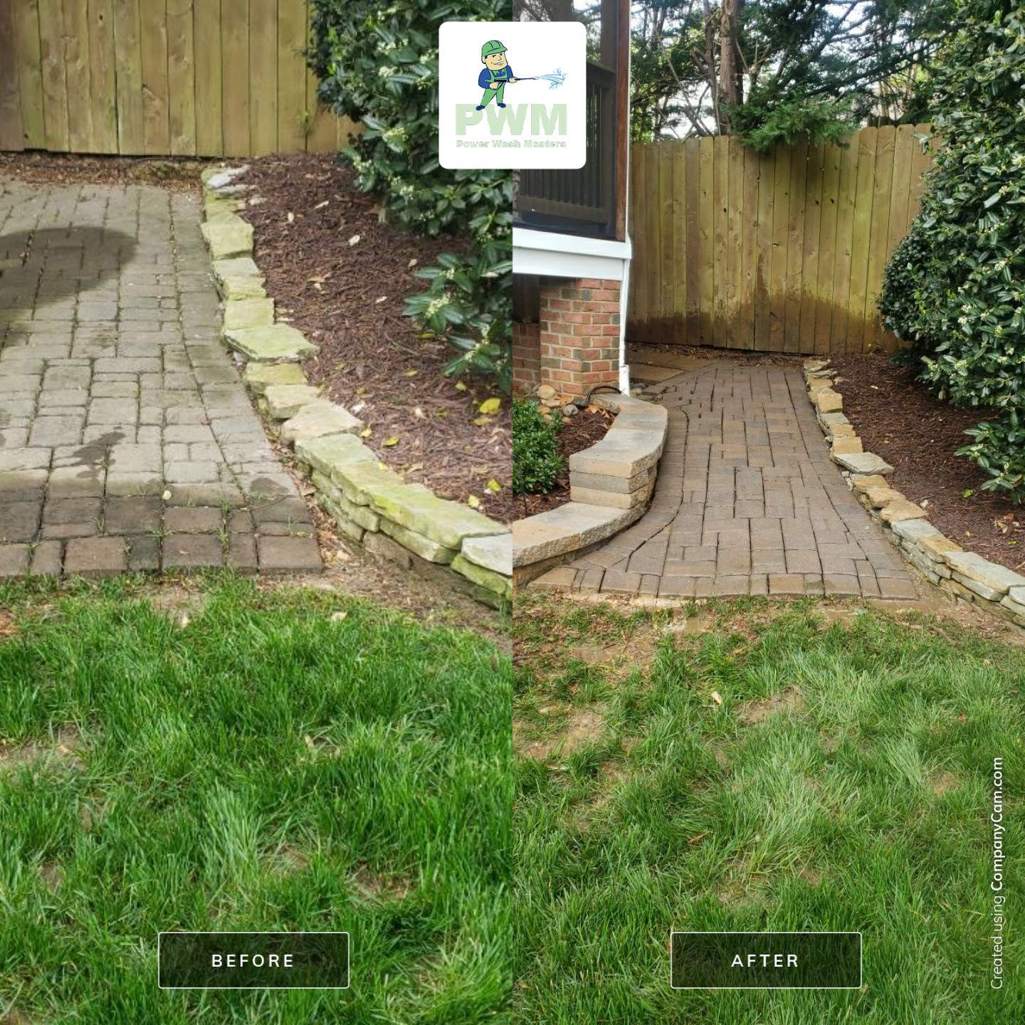 patio cleaning using cleaner by Power Wash Masters LLC