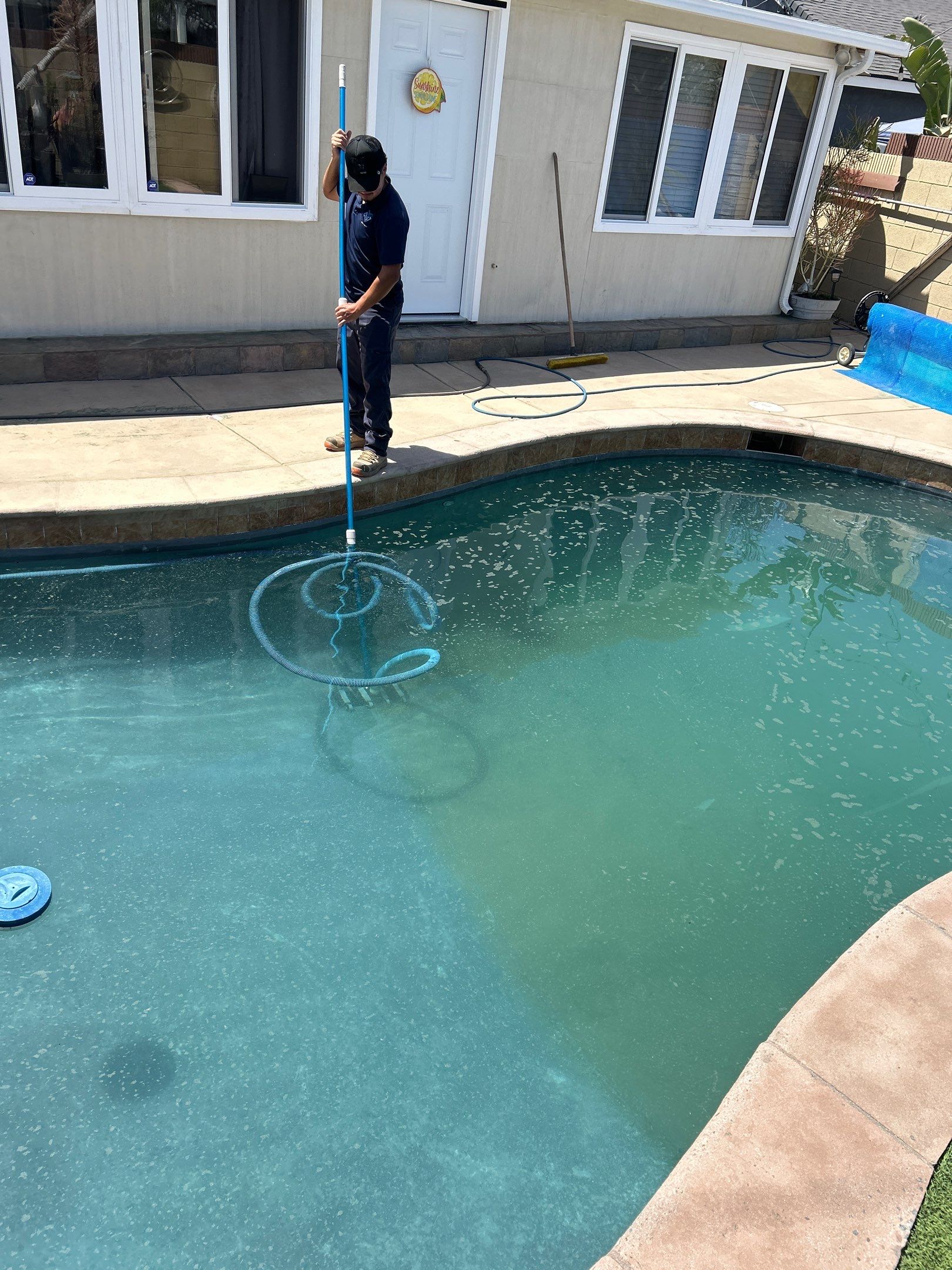 Sandblast & Staining Pool Deck In by La Power Washing Inc