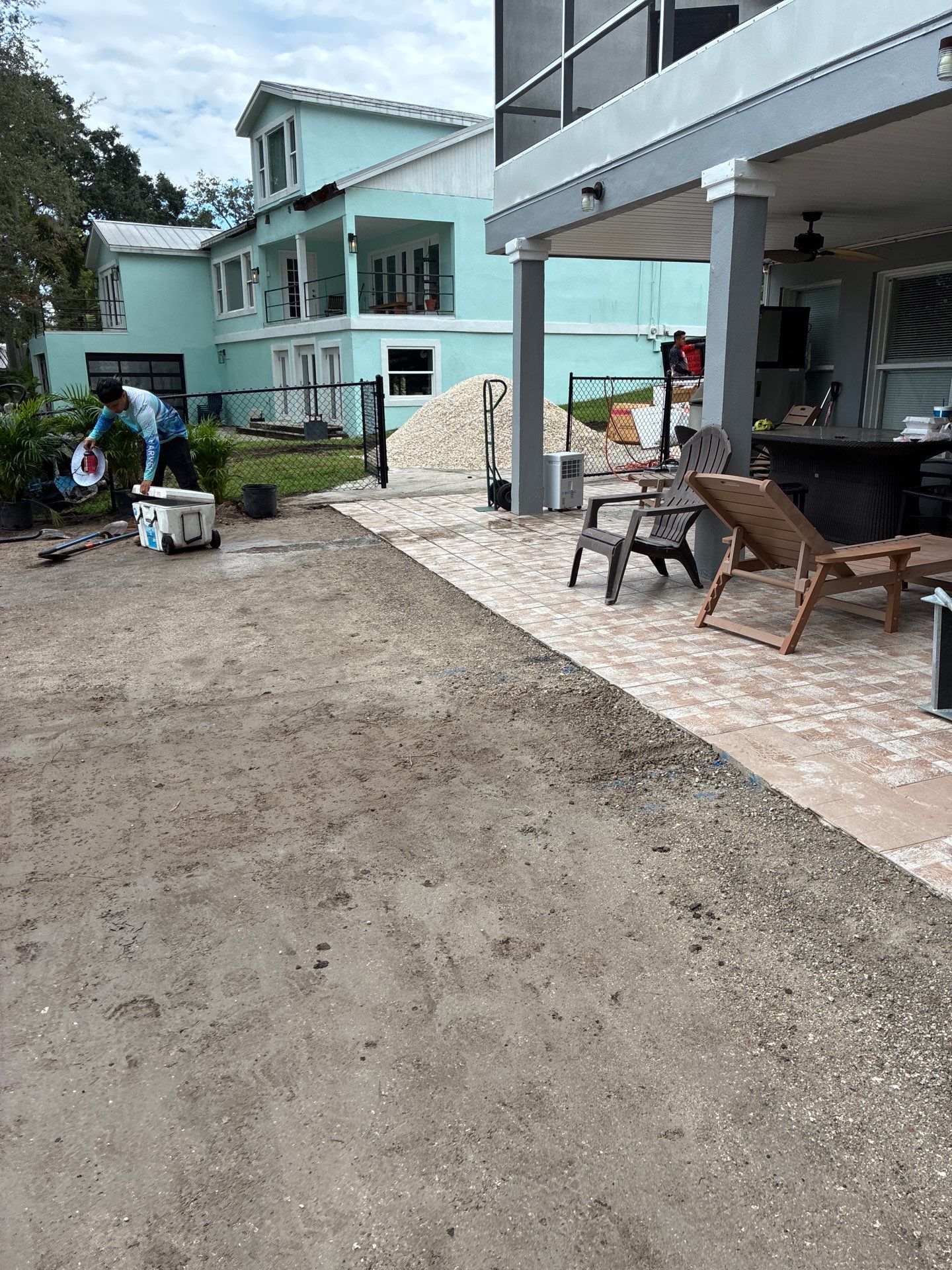 Grading back yard oasis by Level One Grading