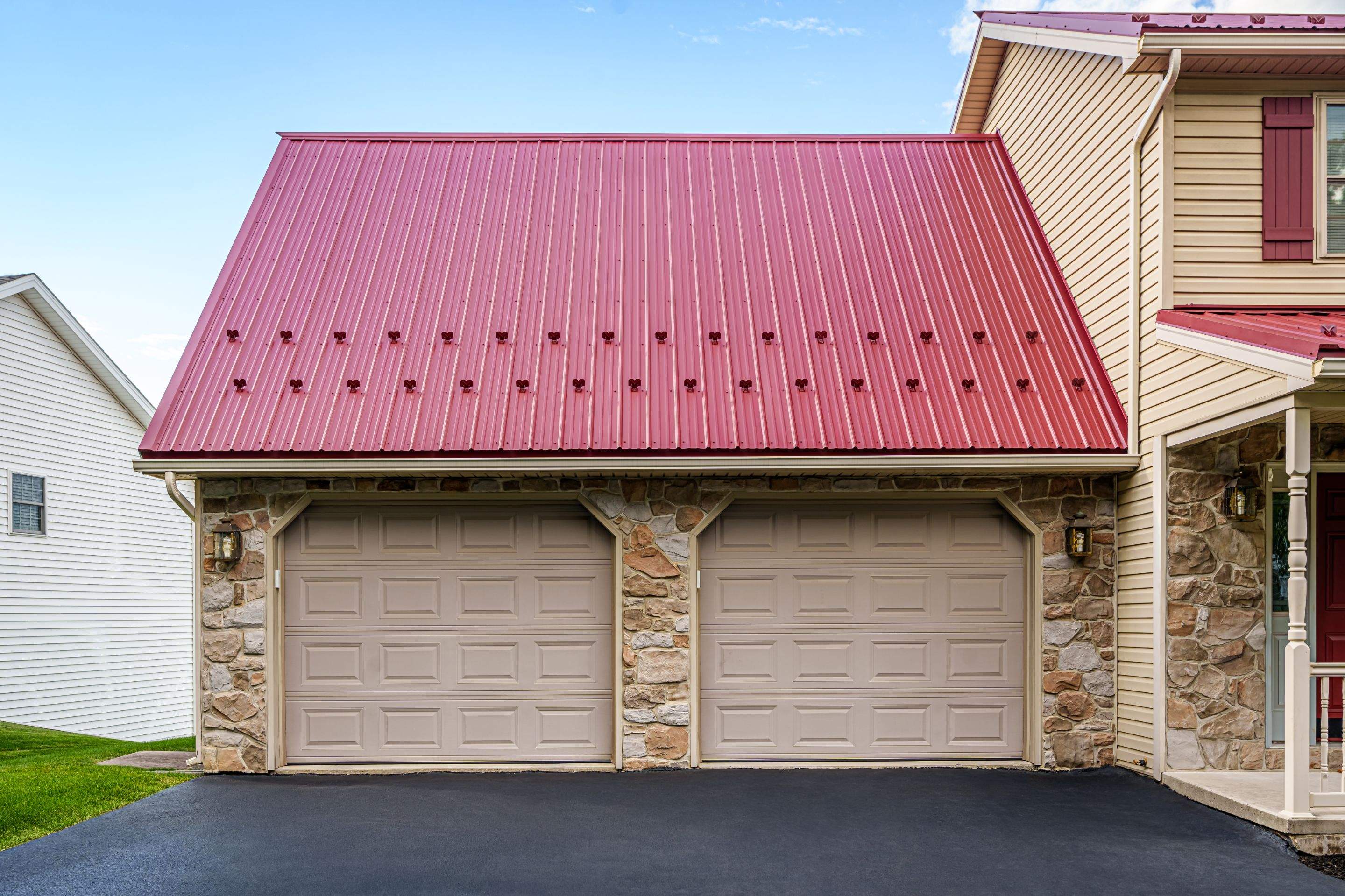Metal roof-colonial red by Esh Builders