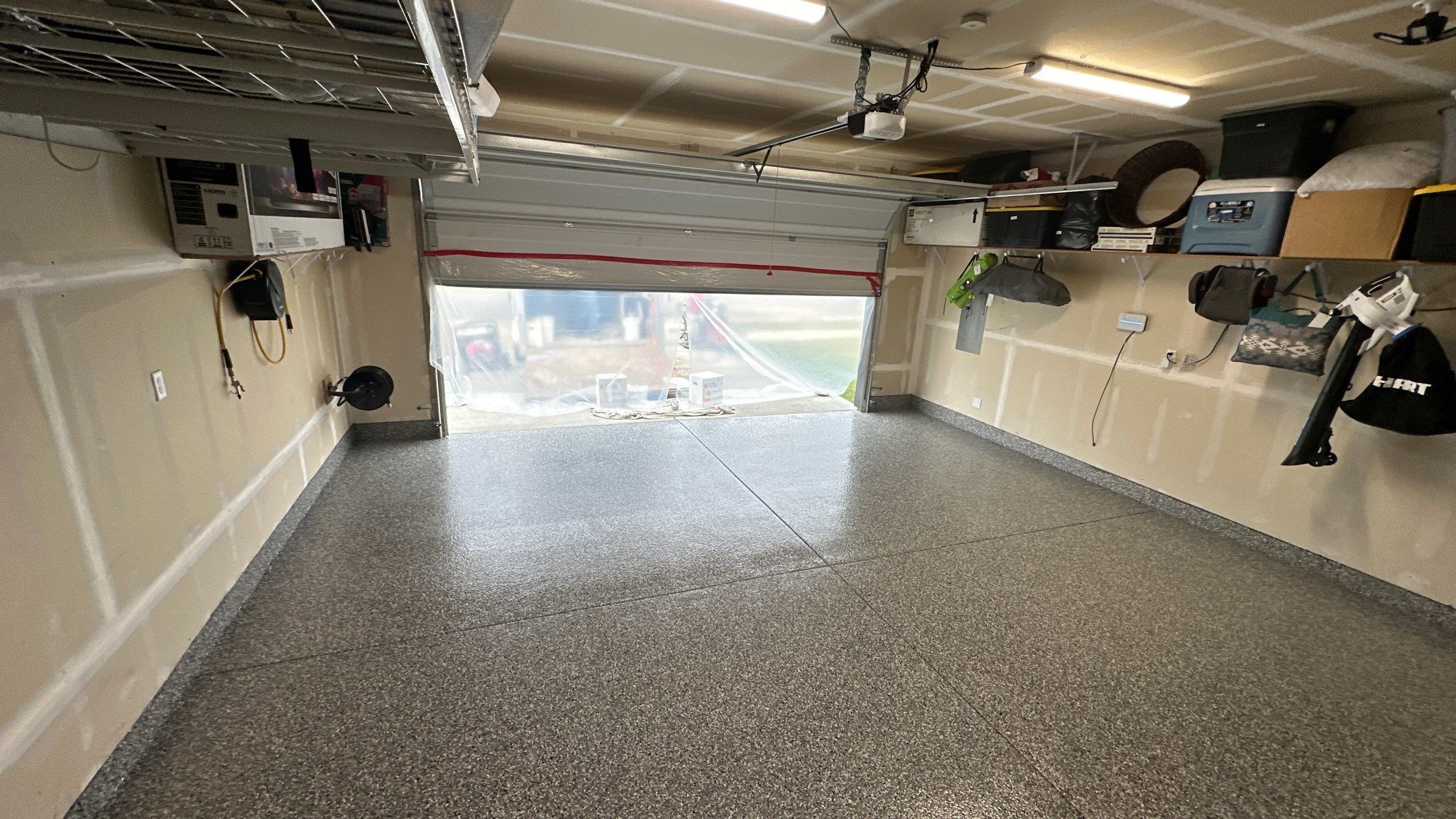 Garage Transformation using Smoke by Croc Coatings, LLC