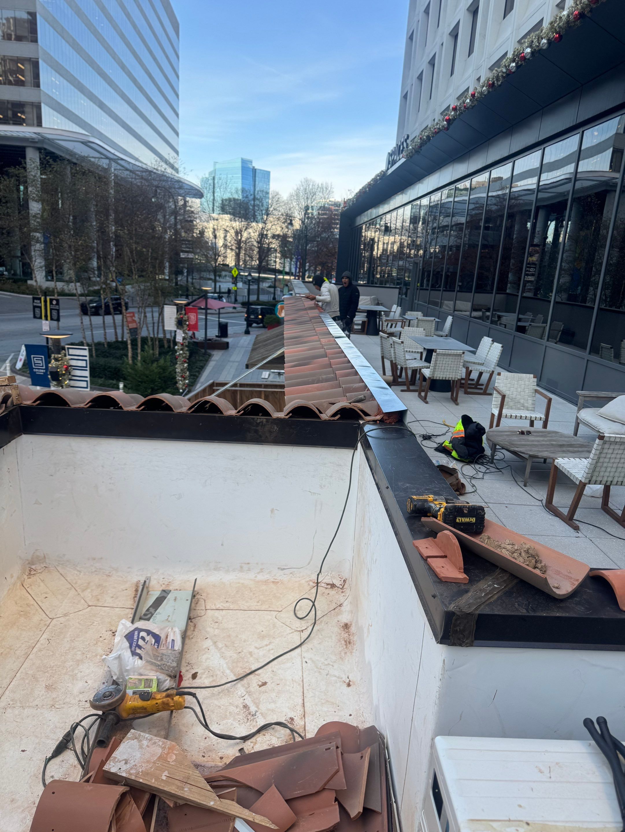 Spanish Tile & TPO Roofing Installation – Cuevacia Restaurant | Colony Square Midtown Atlanta by Mosaic Roofing Company