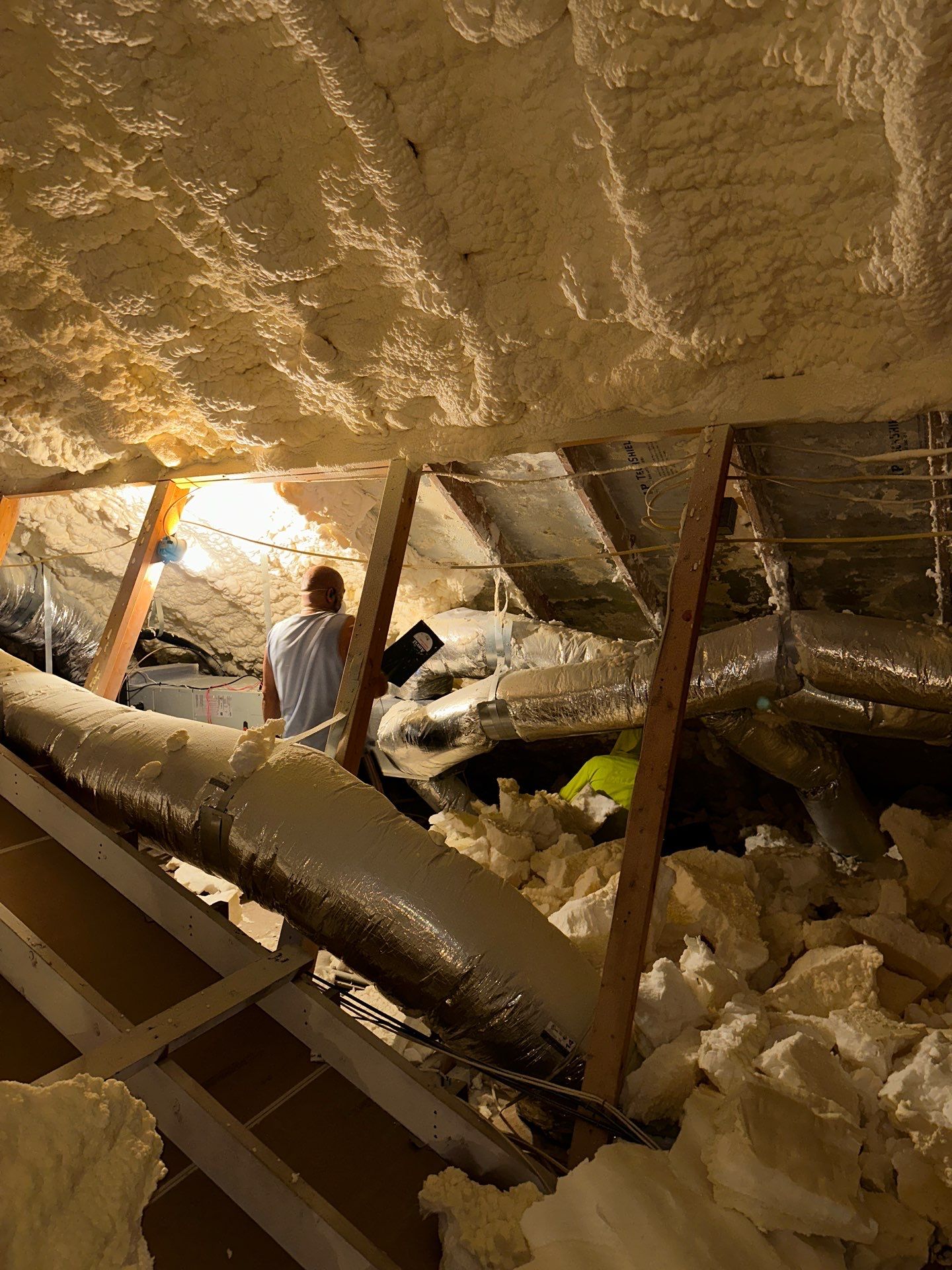 Spray foam insulation removal & re spray by Apex Insulation Solutions