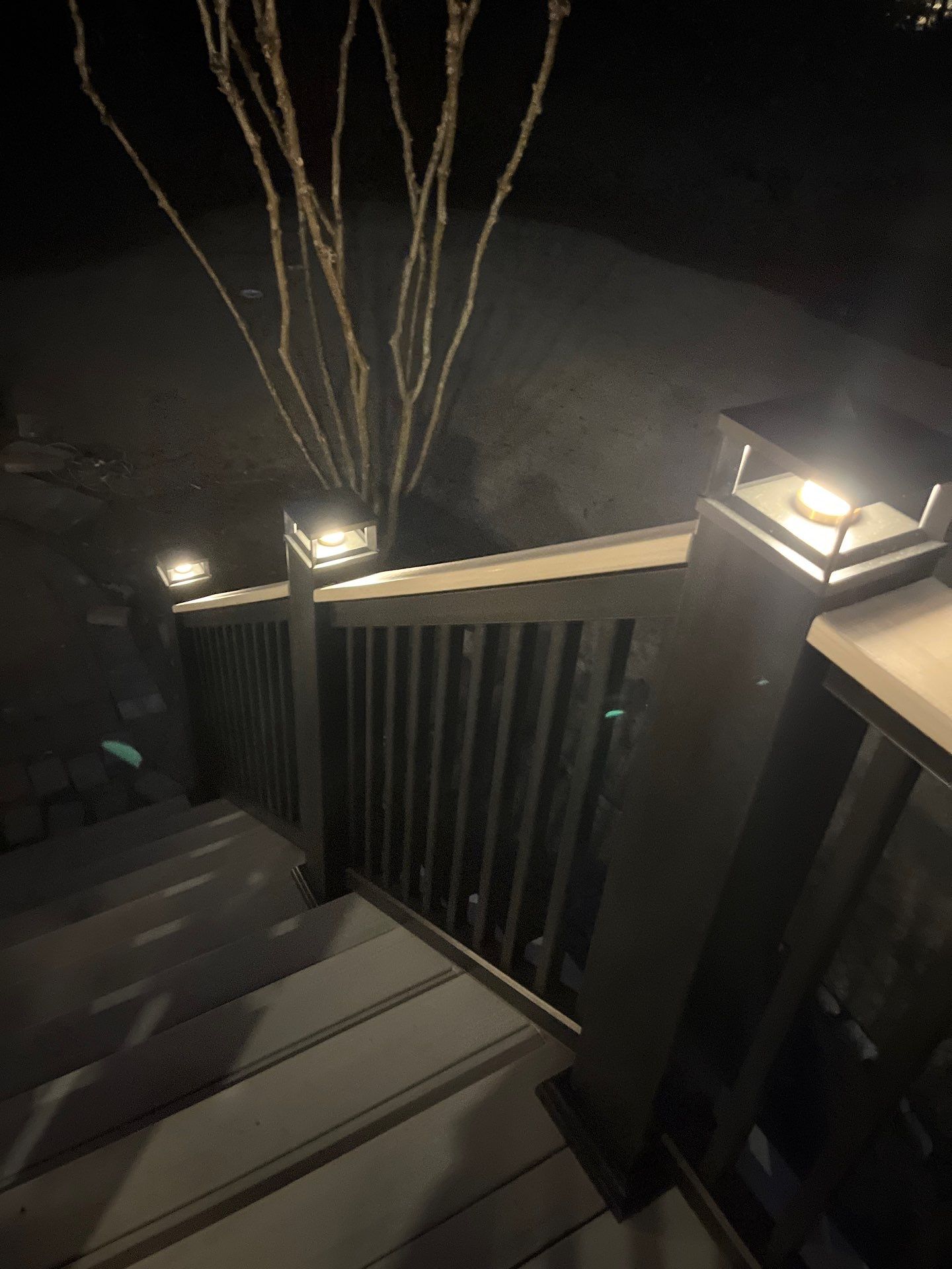 Deck Resurface and Screened-In Porch Build with Timbertech LED Lantern Post Cap Lights by Nelson Exteriors