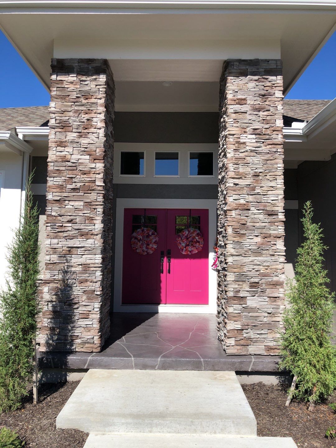 Overland Park -- Front Porch with Tuscan Flagstone Overlay by Big Red Decorative Concrete, LLC