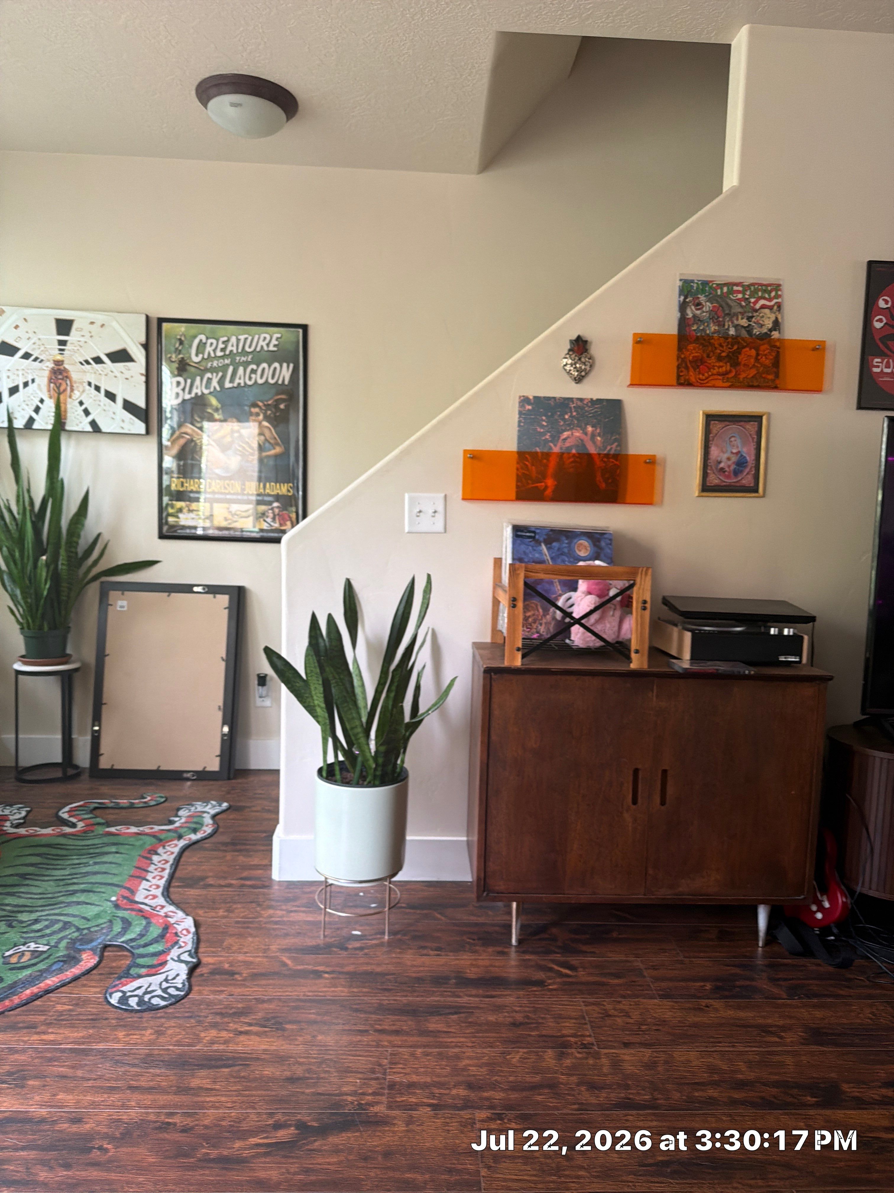 Custom Media Console and Floating Shelf Installation in South Salt Lake by CompanyCam Sales Demo