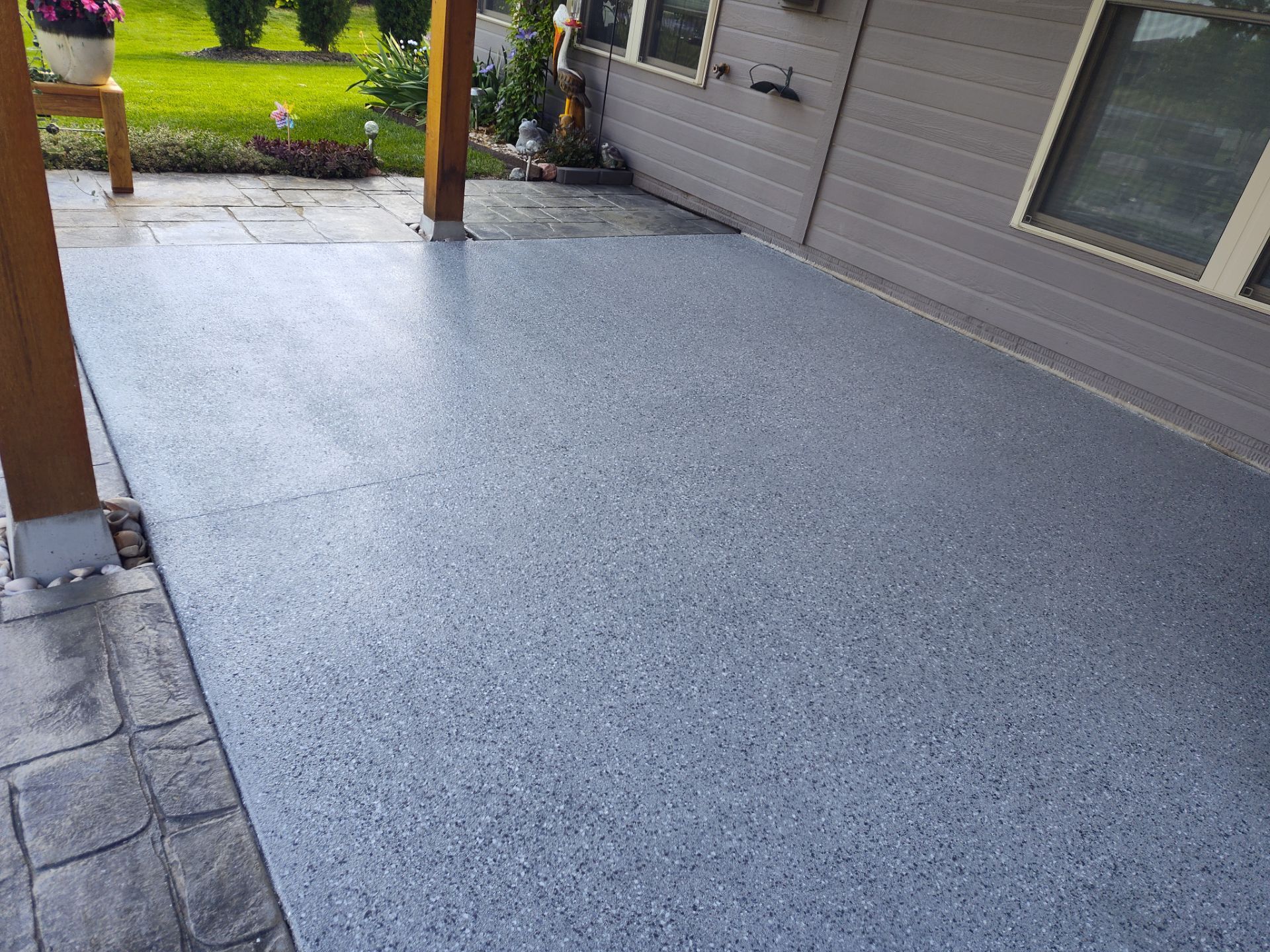 GORGEOUS Nebraska Patio Coating with Stamped Concrete Border 🌅 by Revival Concrete Coatings, LLC