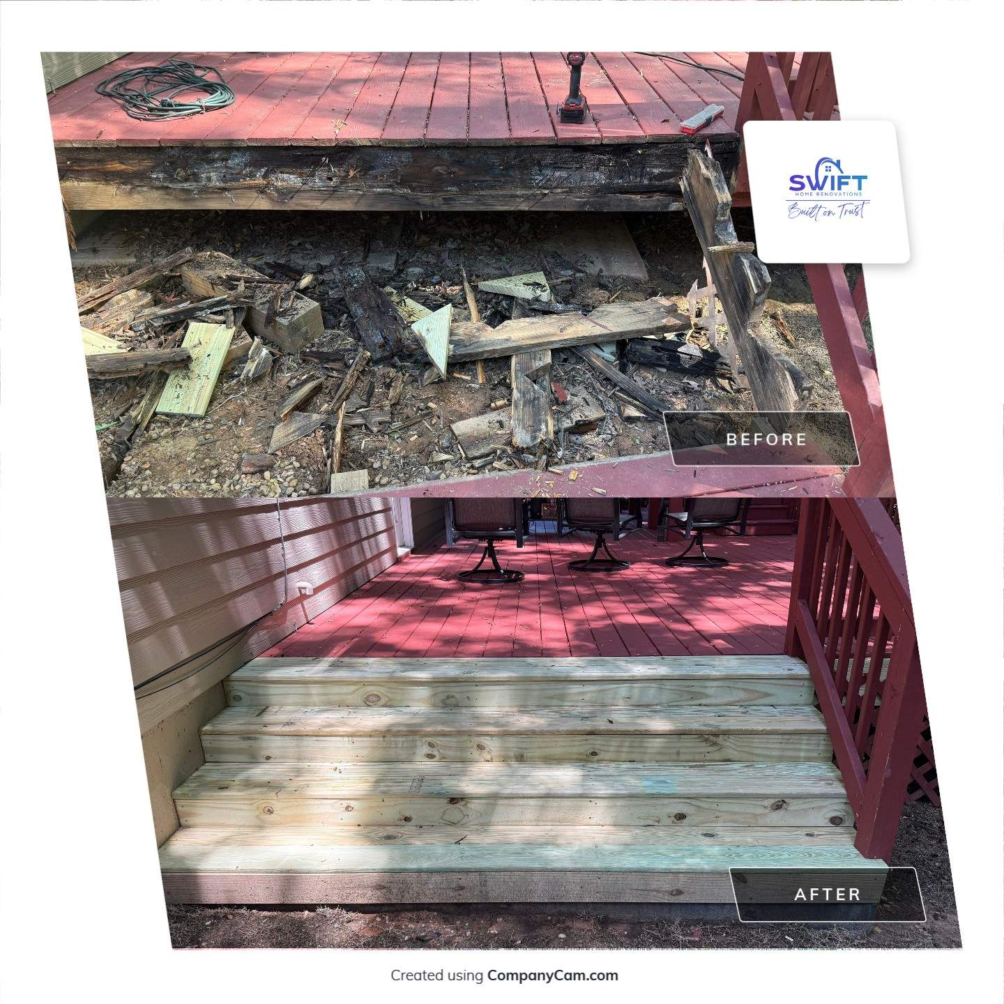 Wooden Deck Structural Repair and Staircase Replacement in Kennesaw by Swift Home Renovations