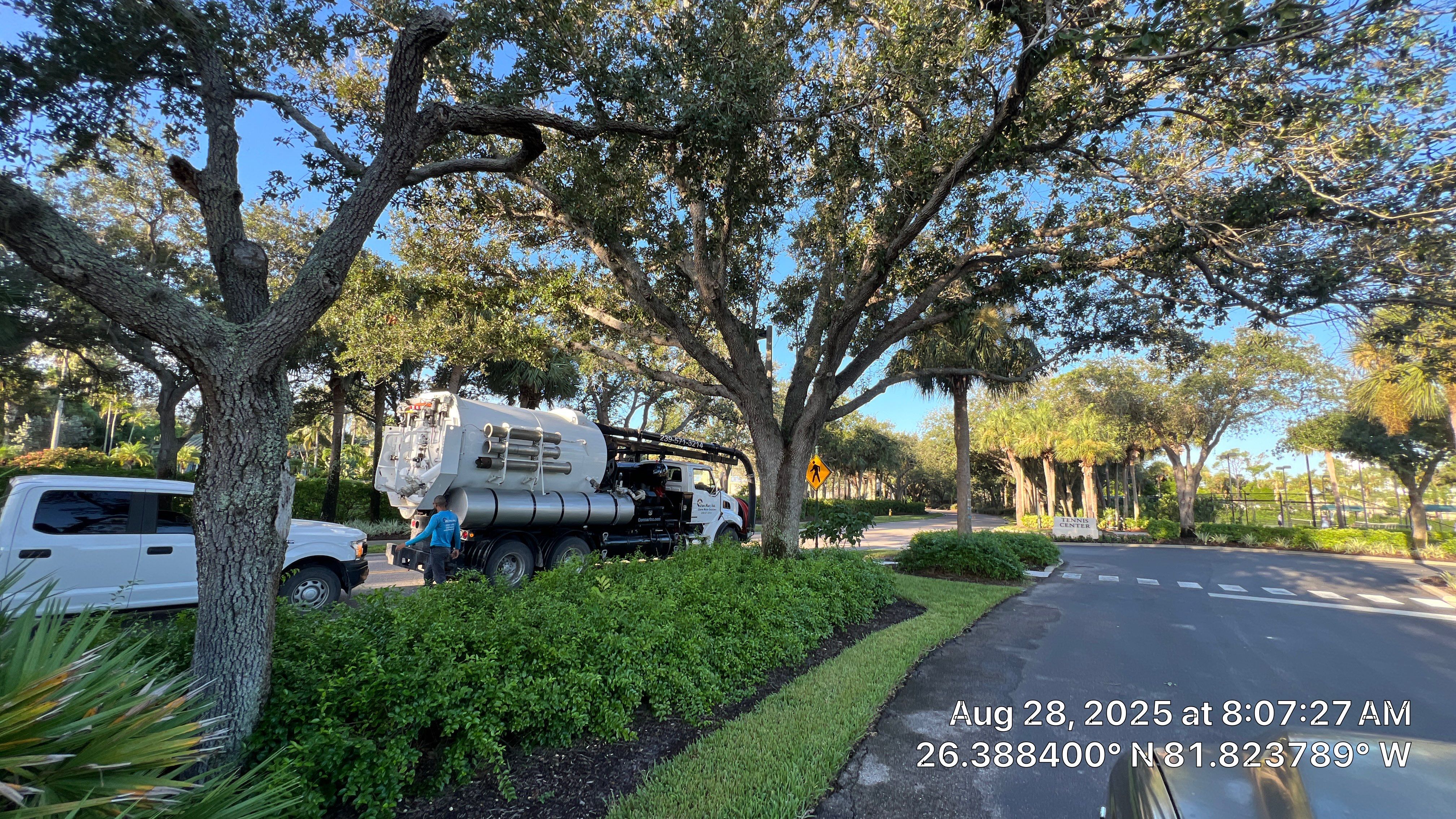 Pelican Landing Tennis Court Catch Basin Cleaning by APS Power & Water