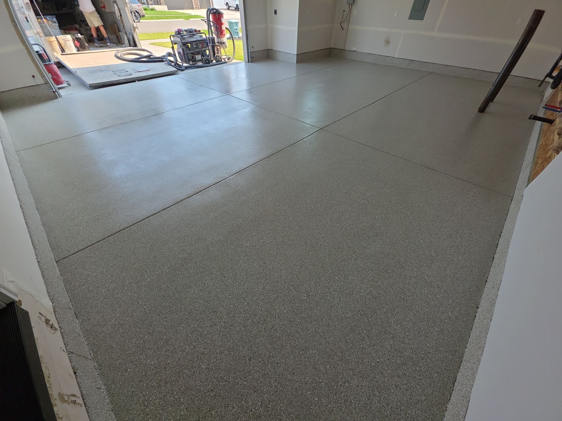 Garage Transformation using Limestone Hybrid by Croc Coatings, LLC