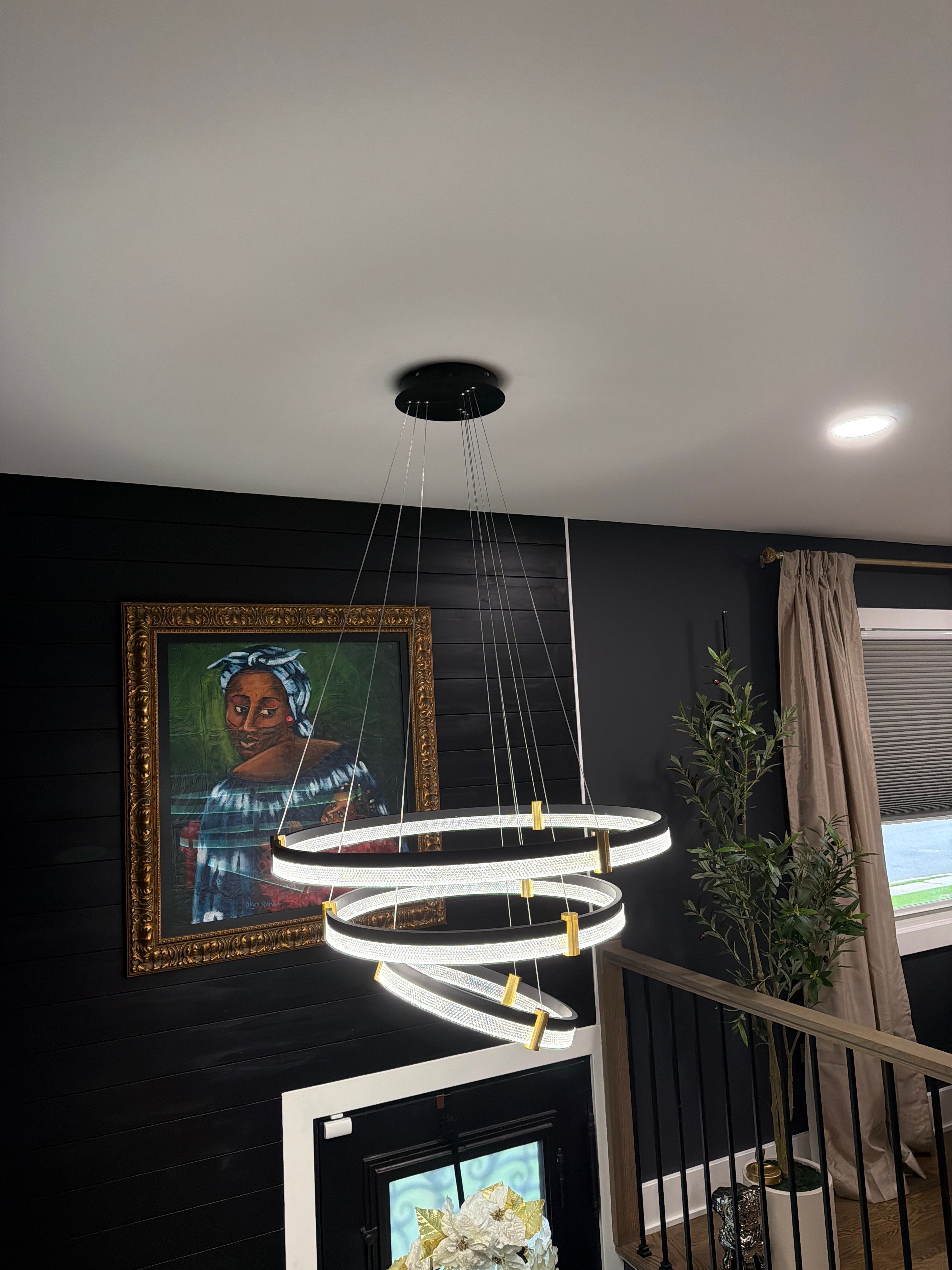 Modern Tiered LED Chandelier Install by Spartan Home Pros