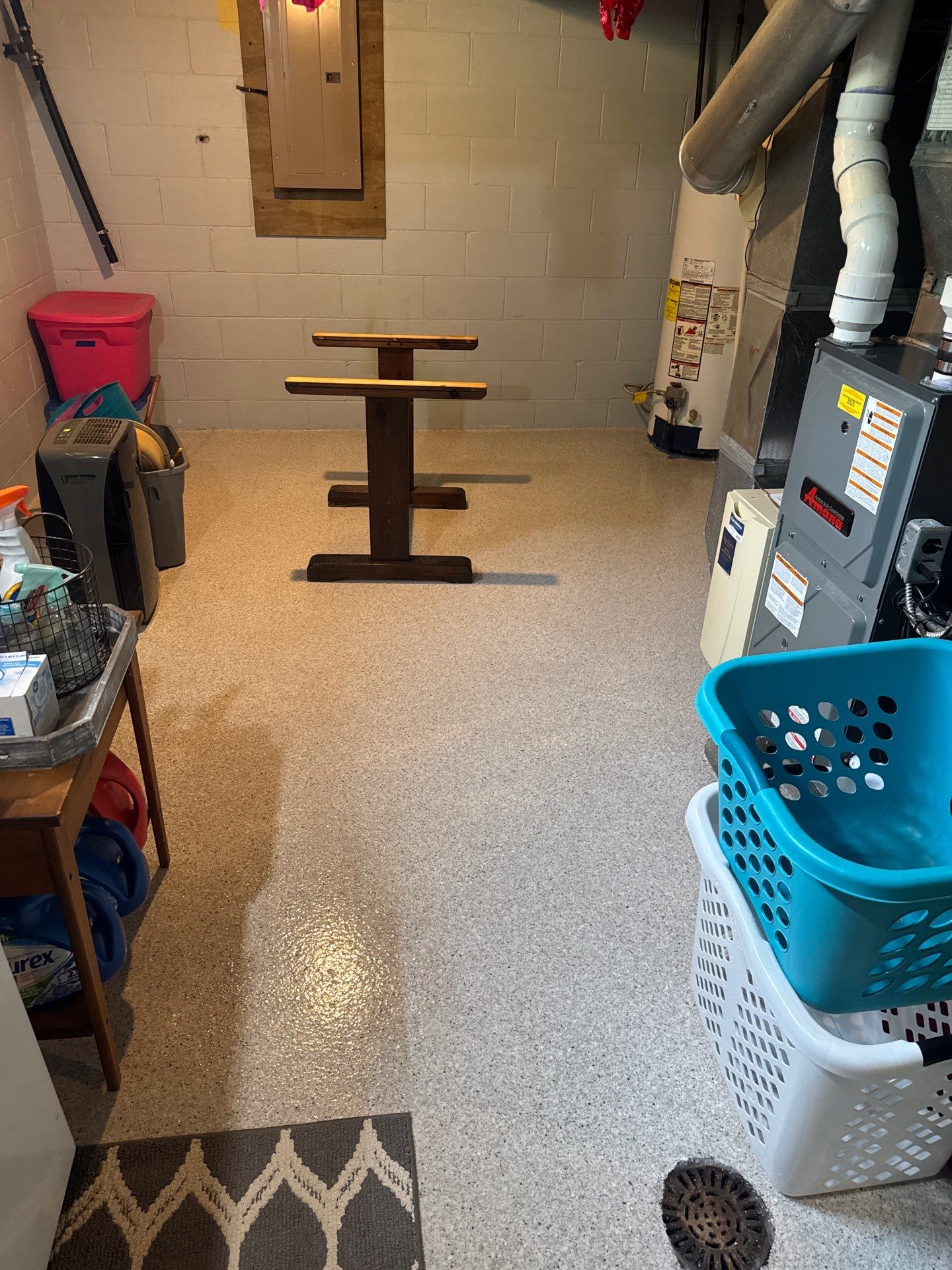 Basement Epoxy Flake Floor Installation and Surface Repair in Montague by Gordon Painting