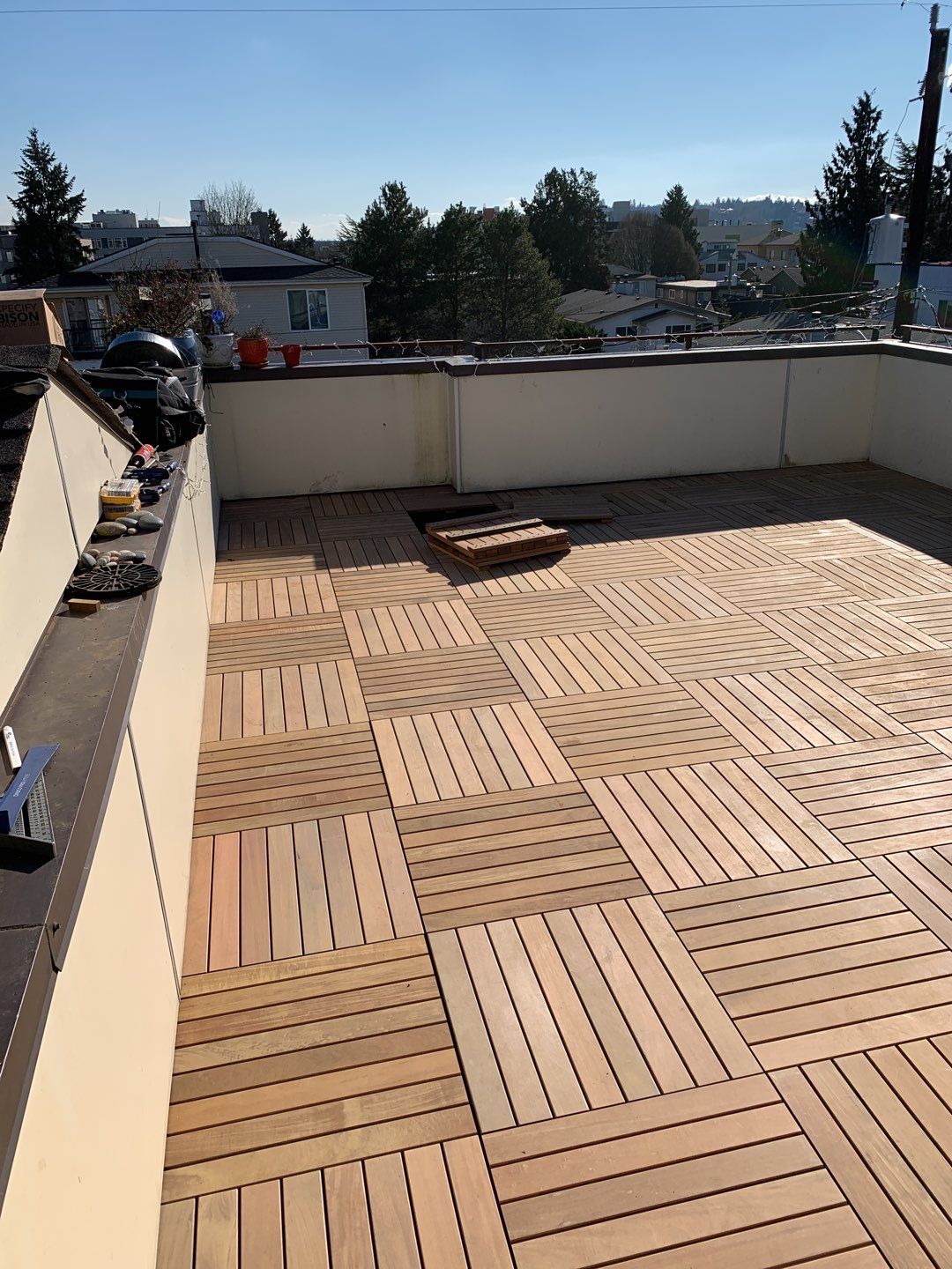 Ballard Rooftop Deck using IPE Tiles by Alki deck builders