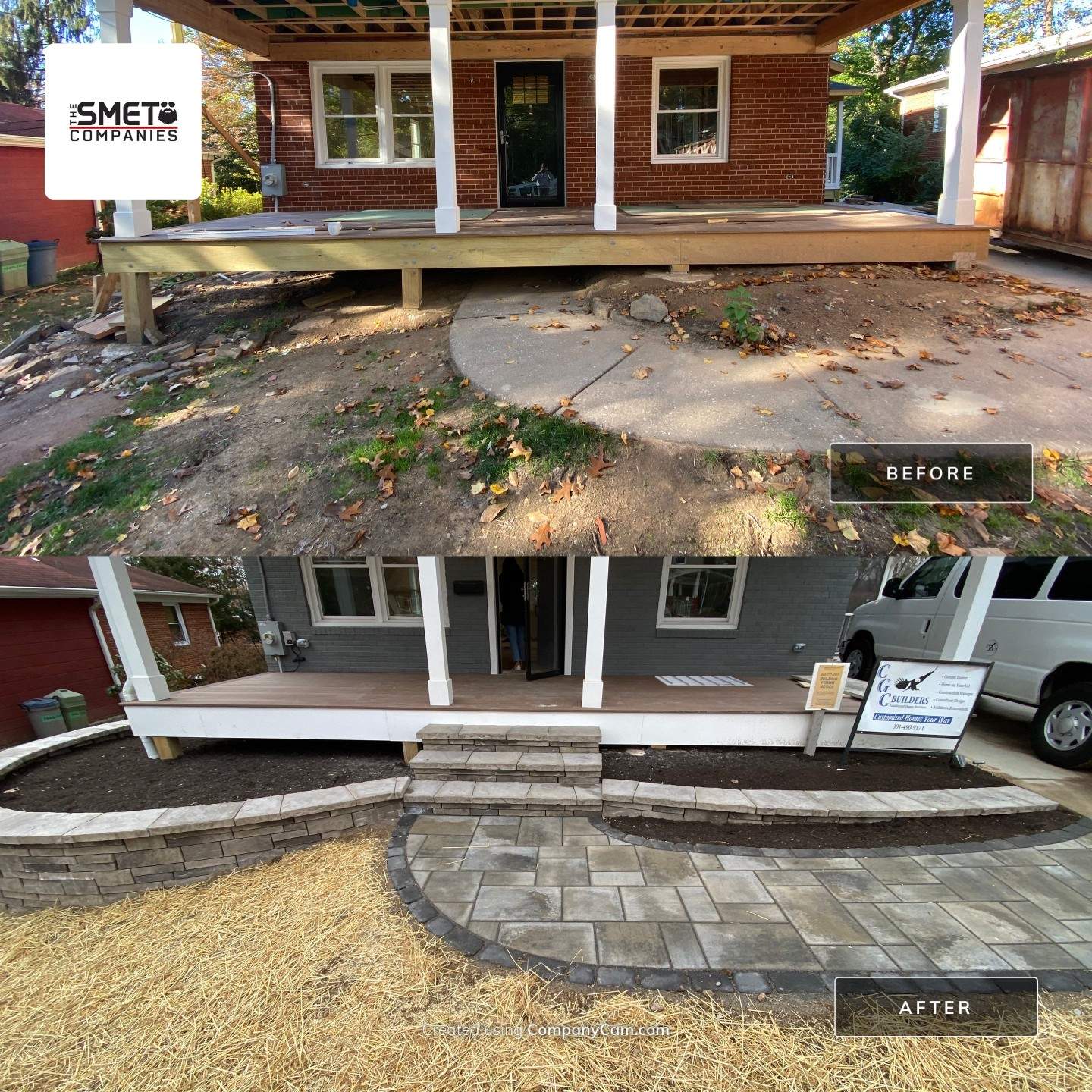 Retaining wall, walkway, small patio and landscape install by The Smet Companies, LLC