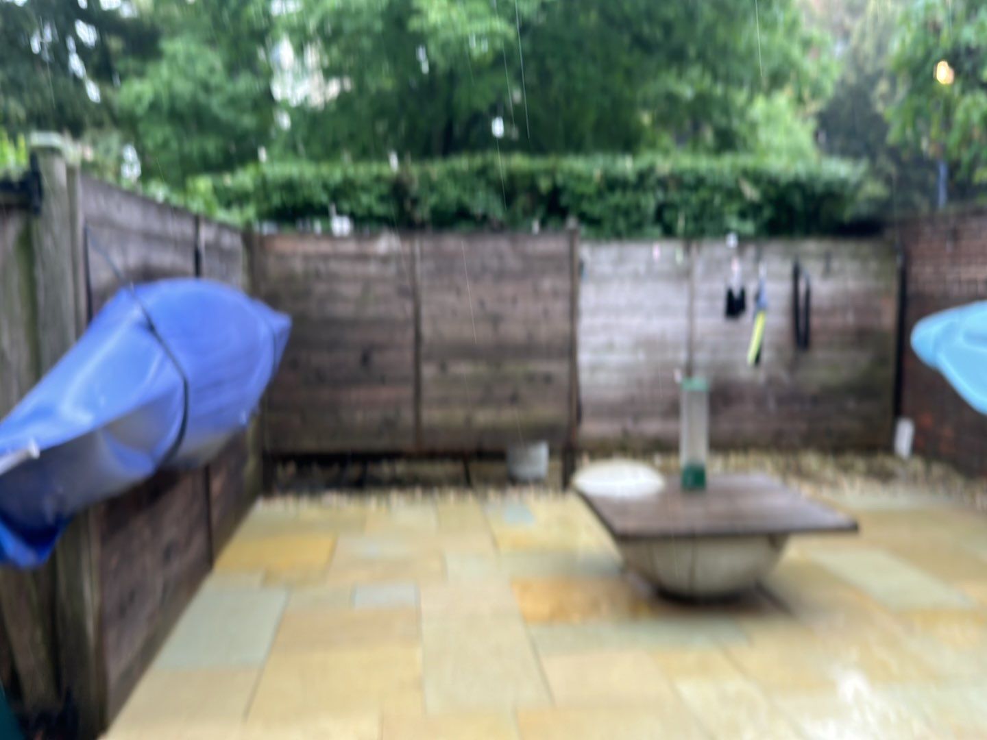 Aggregate and natural stone patio cleaning by Northern Power Washing LLC.