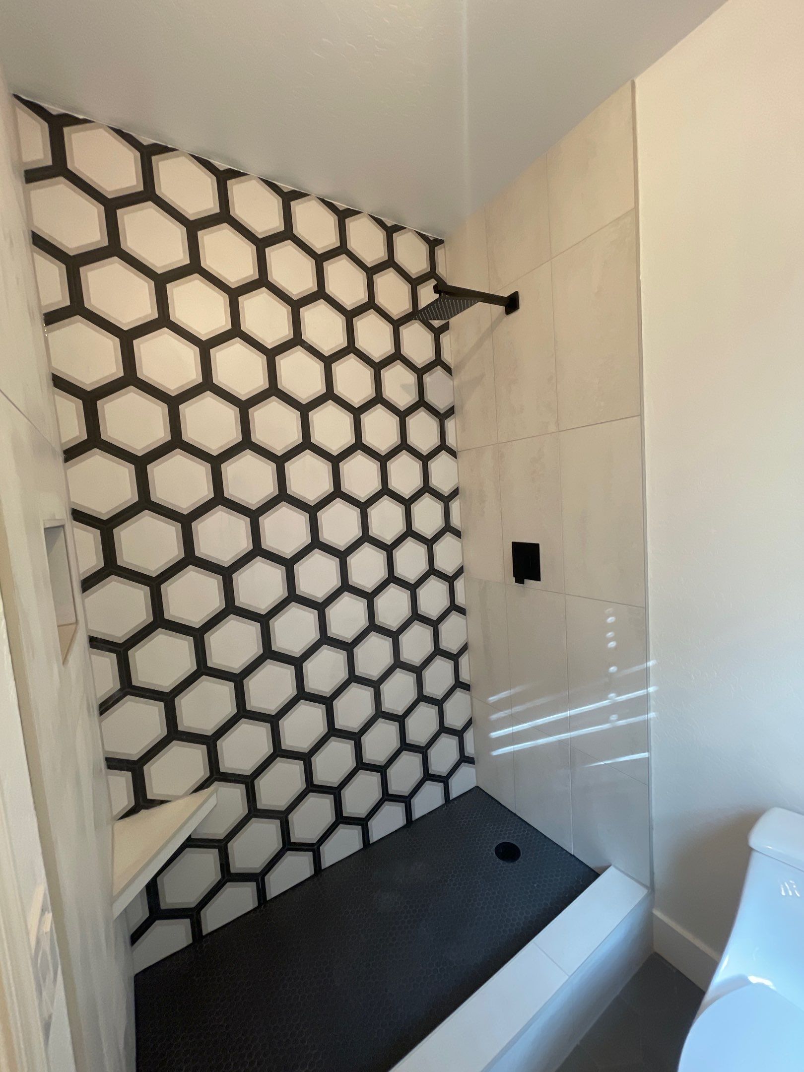 New Shower, Bathroom Floor and Countertops by Footprints Floors of Chandler