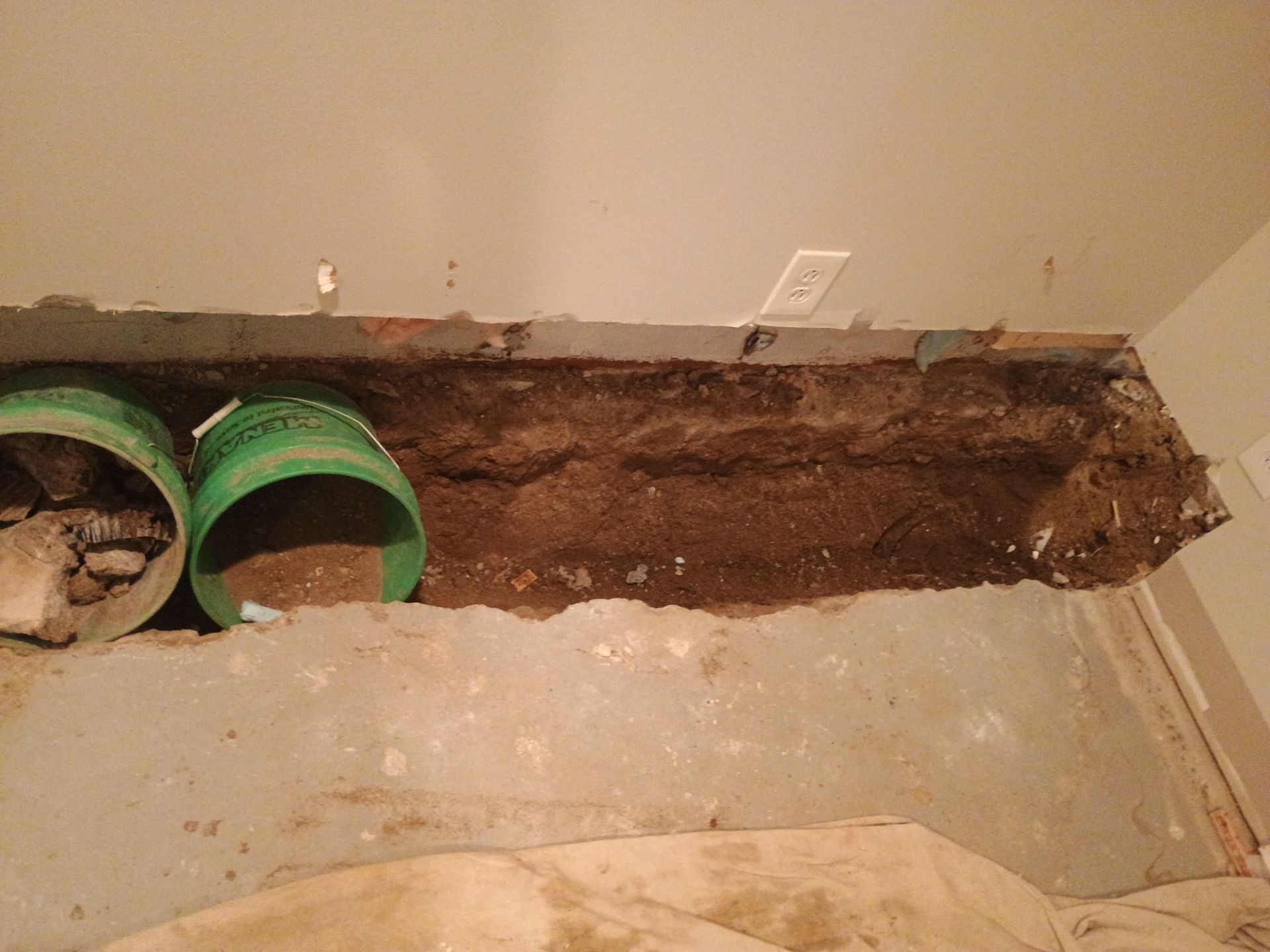 Interior Drain Tile in a Finished South Minneapolis Basement by Waterproofing Northeast