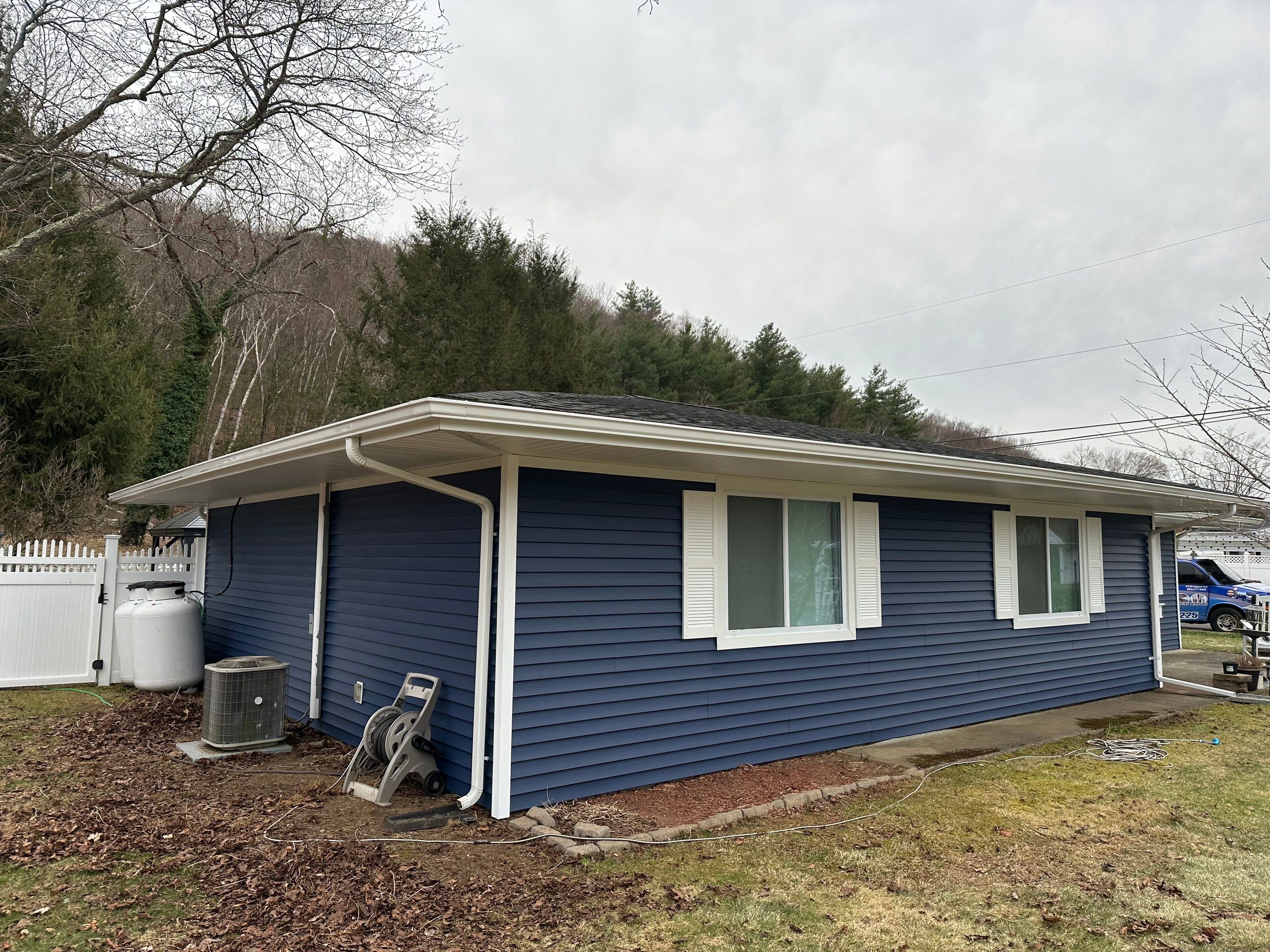 Siding Installation using Certainteed Monogram Vinyl Siding - D4 - Midnight Blue by A Plus Exterior