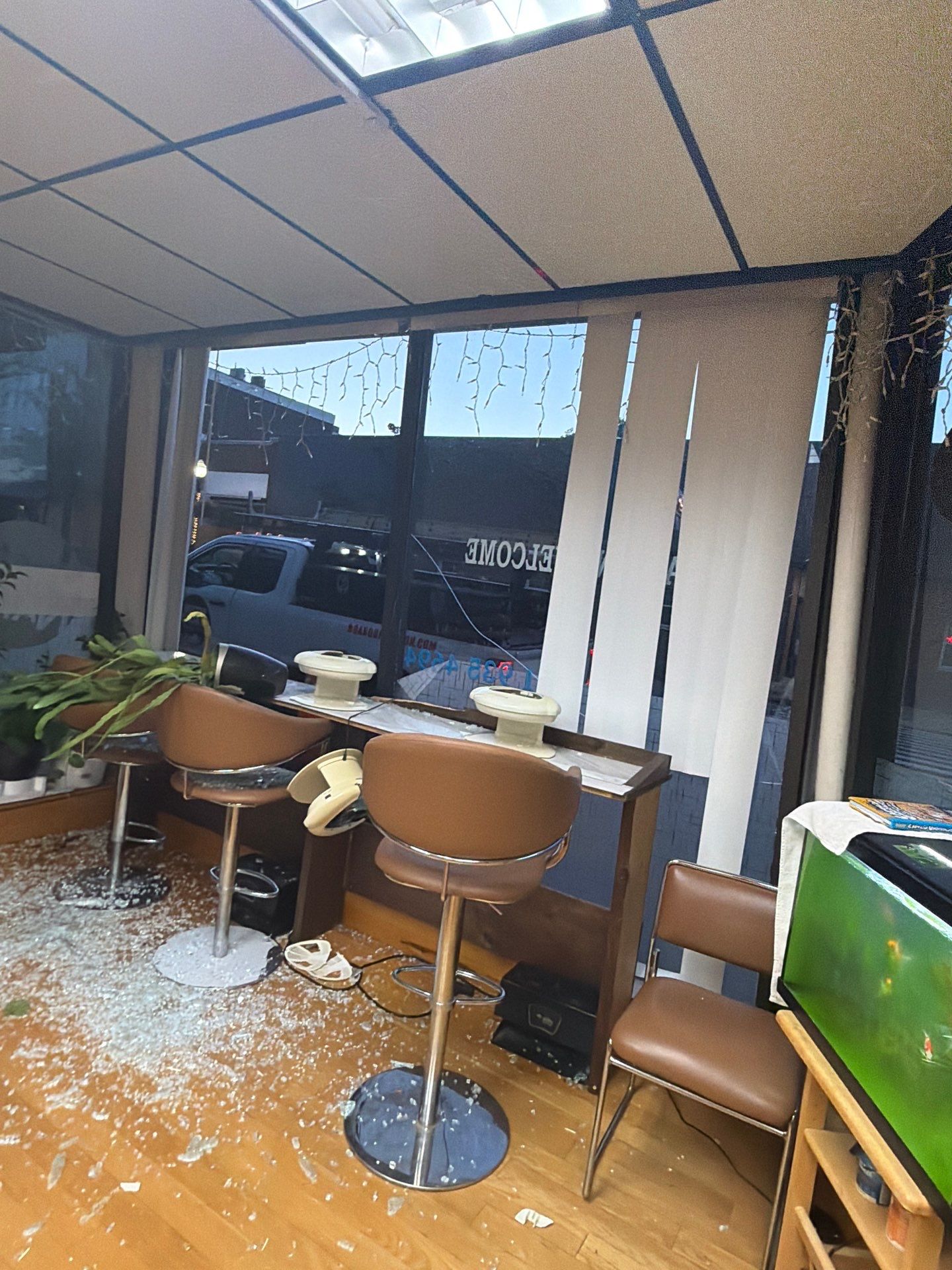 Woburn Storefront Board Up and Debris Cleanup After Vehicle Impact by Boston Board Up