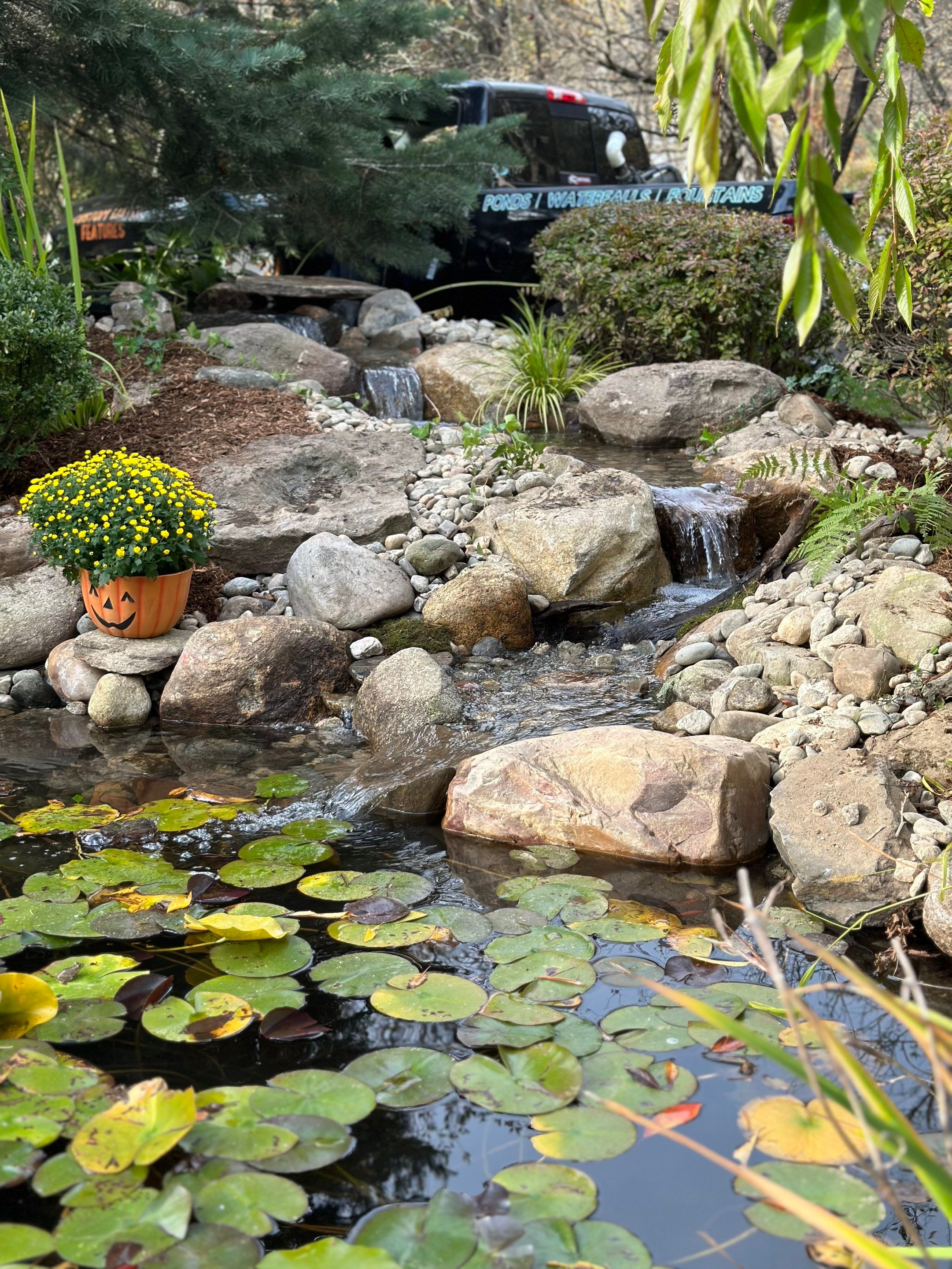 Waterfall Rebuild in Amherst by Wicked Water Gardens