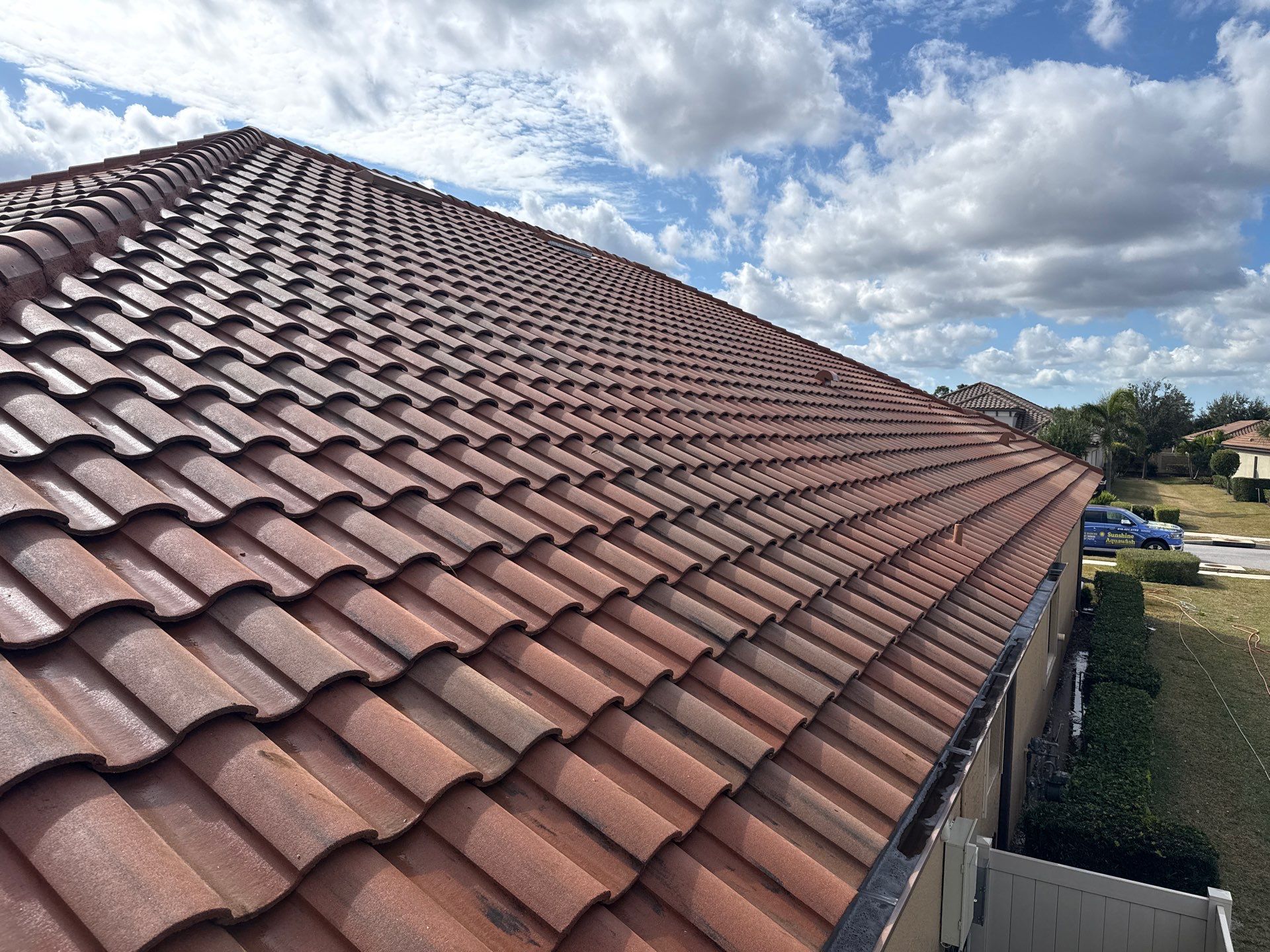 Barrel Tile Roof Cleaning in Esplanade Golf & Country Club – Lakewood Ranch, FL by Sunshine AquaWash