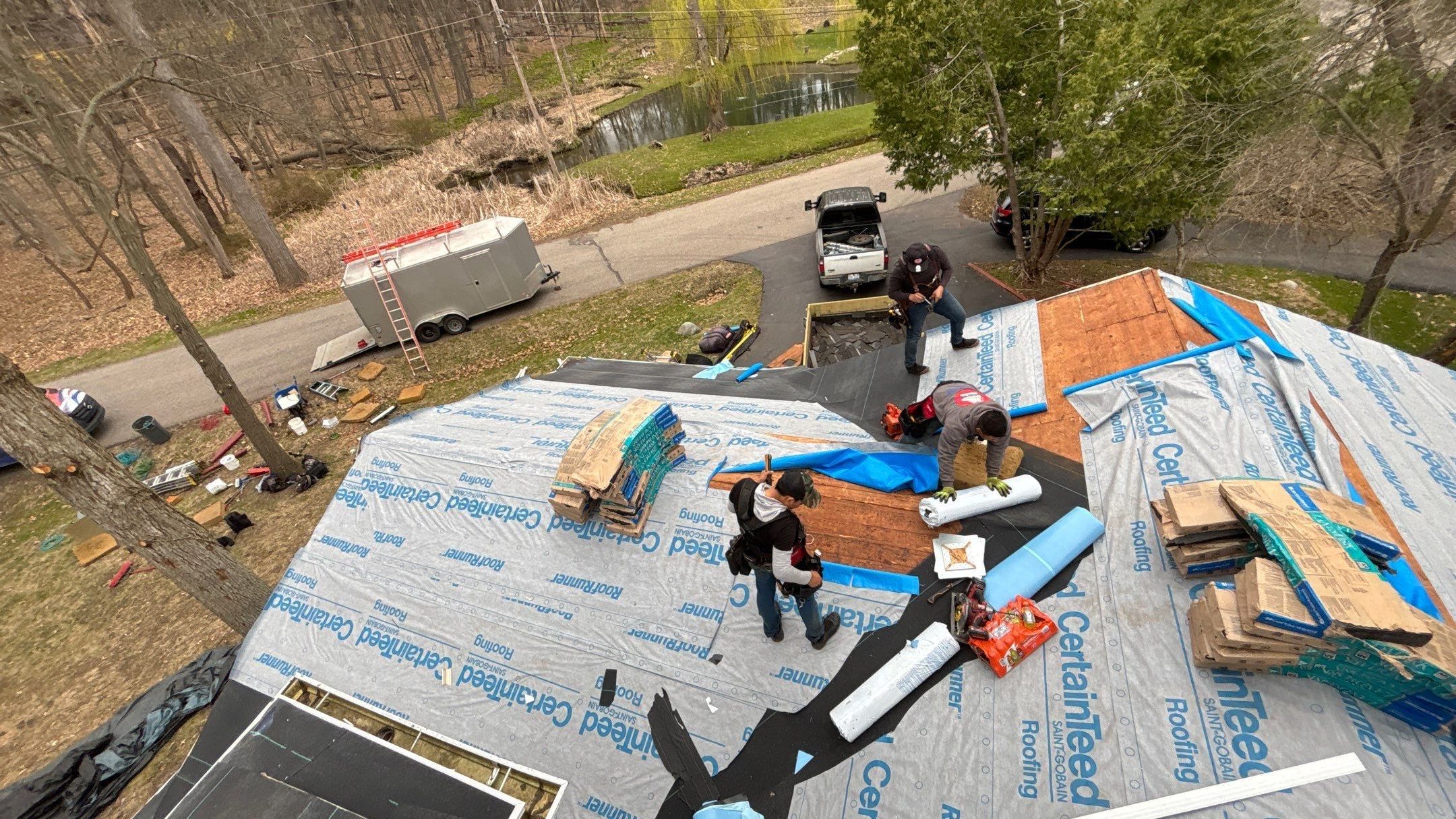 Roof Replacement using CertainTeed Landmark Moire Black by 180 Contractors