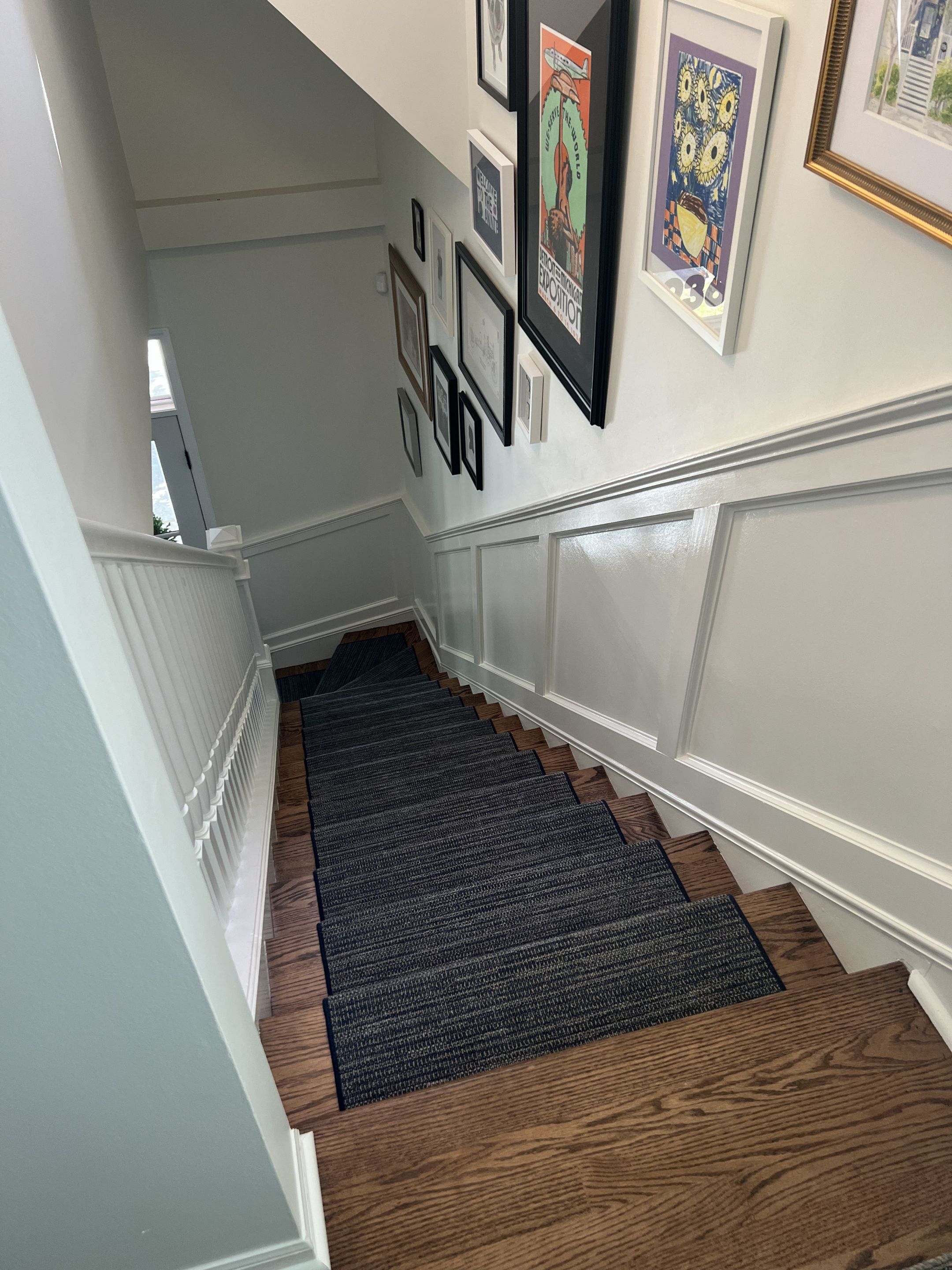 Chicago Residential Staircase Upgrade with Hardwood Treads and Custom Runner by Floor Coverings International of Chicago North Side