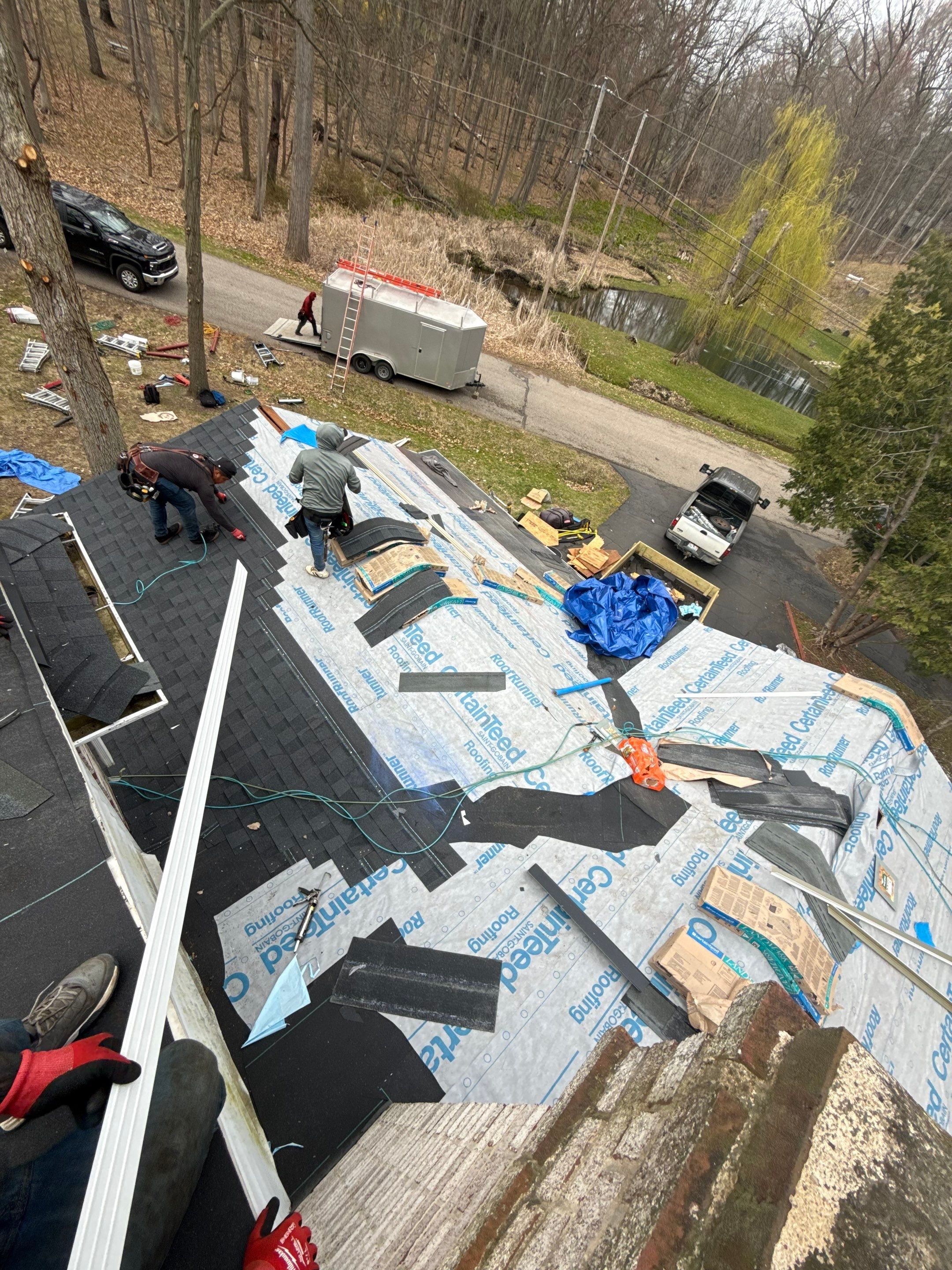 Roof Replacement using CertainTeed Landmark Moire Black by 180 Contractors