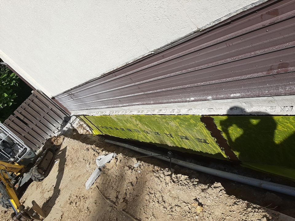 Exterior Deep Waterproofing System with Wall Push Back and Steel Beams Reinforcement by Toledo Basement Repair