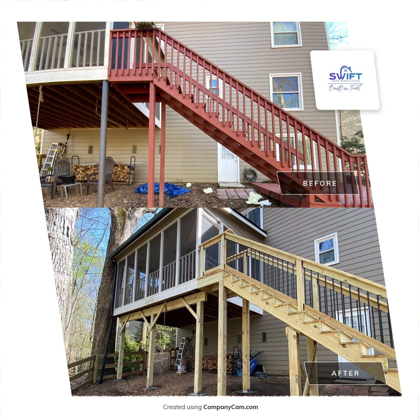 Pressure-Treated Wood Deck and Staircase Installation in Kennesaw by Swift Home Renovations 