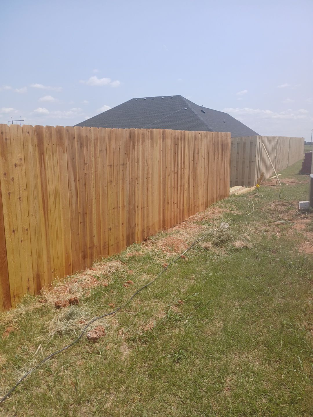 Cedar Fence using Metal Poles by Clays Services Inc